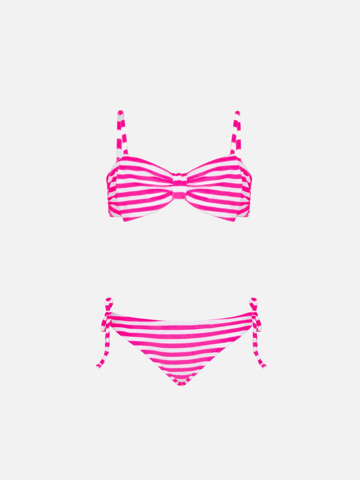 Girl Terry Striped Bralette Bikini Pink