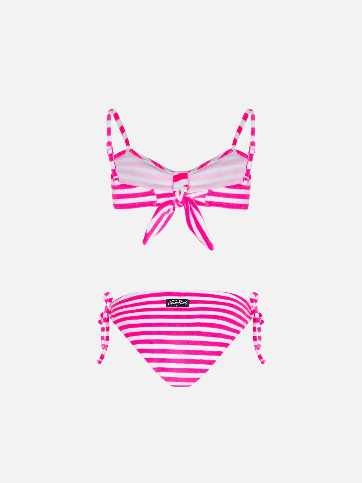 Girl Terry Striped Bralette Bikini Pink