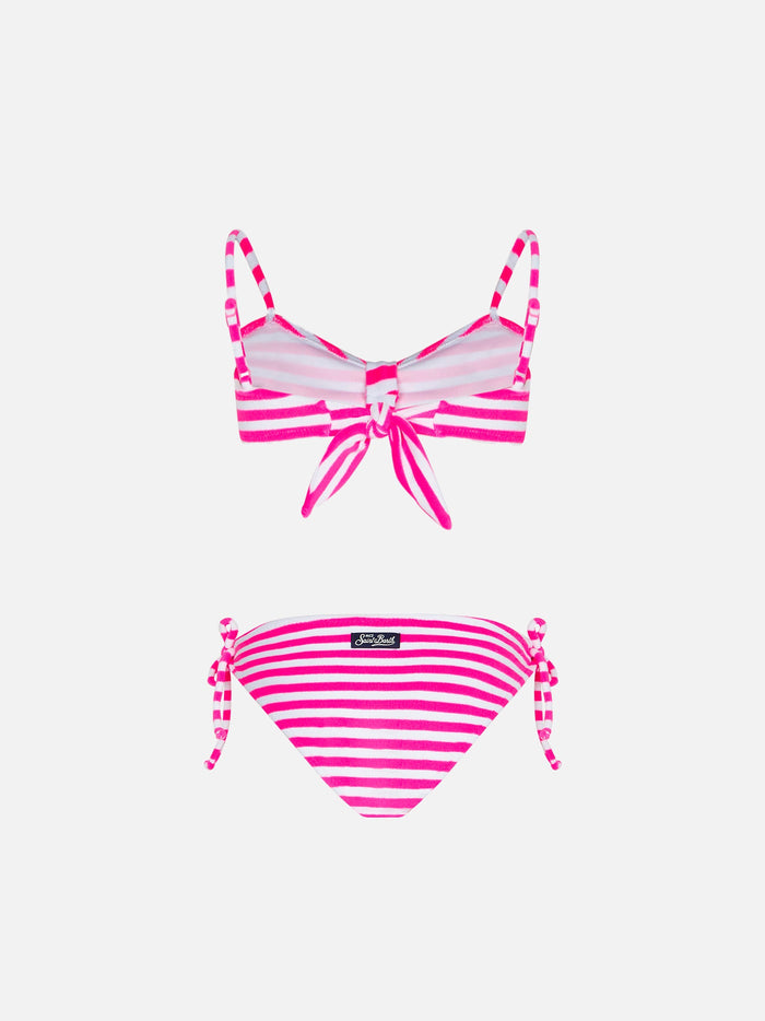 Girl Terry Striped Bralette Bikini Pink