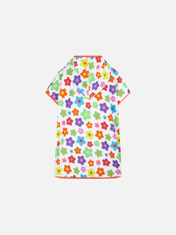 Girl Terry Poncho With Multicolor Daisy __single__ Beach Robe