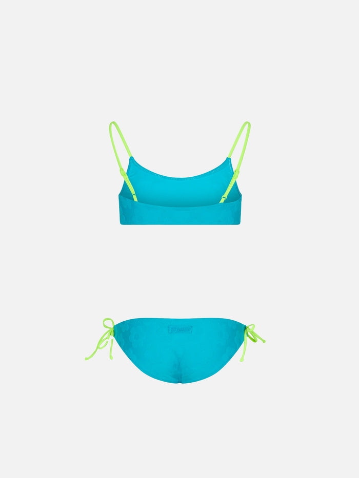 Girl Terry Bralette Bikini With Embossed Flowers __single__