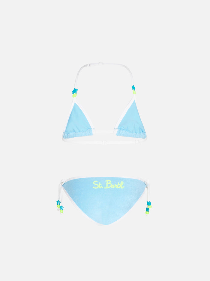 Girl Light Blue Terry Triangle Bikini