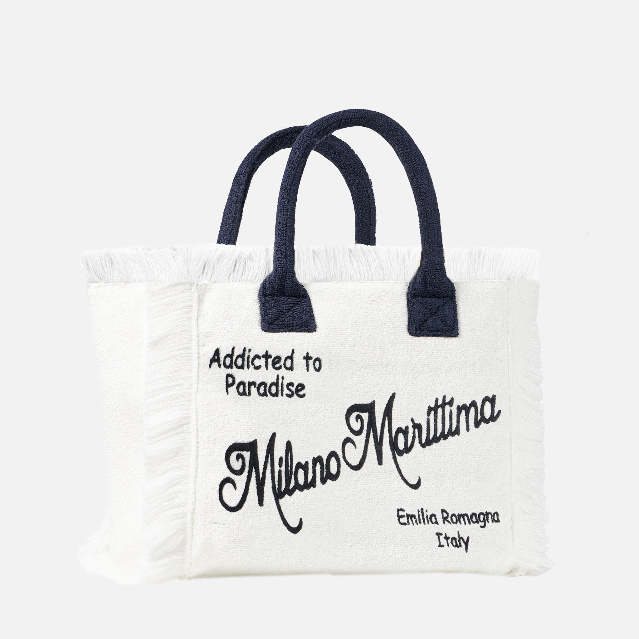 Vanity Terry Shoulder Bag With Milano Marittima Embroidery White