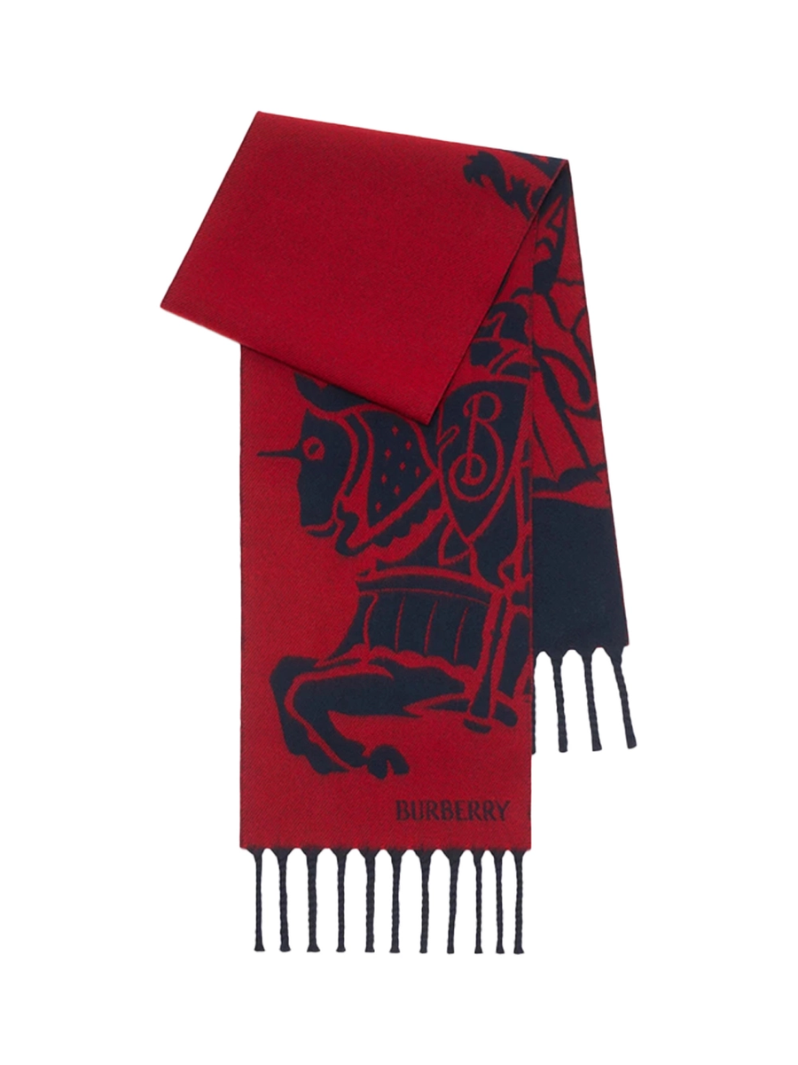 Burberry Reversible Ekd Wool Scarf Red Women >> Accessories