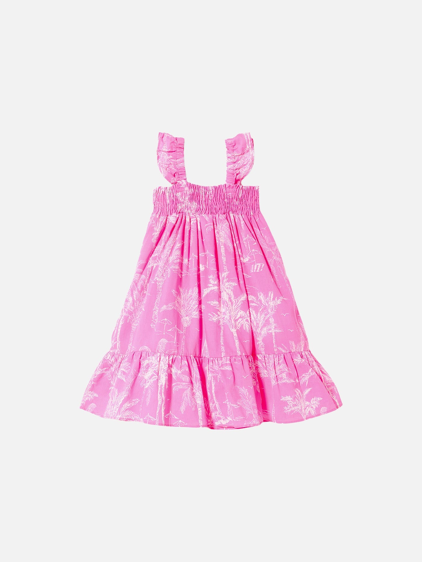 Girl Dress With Toile De Jouy Print Pink