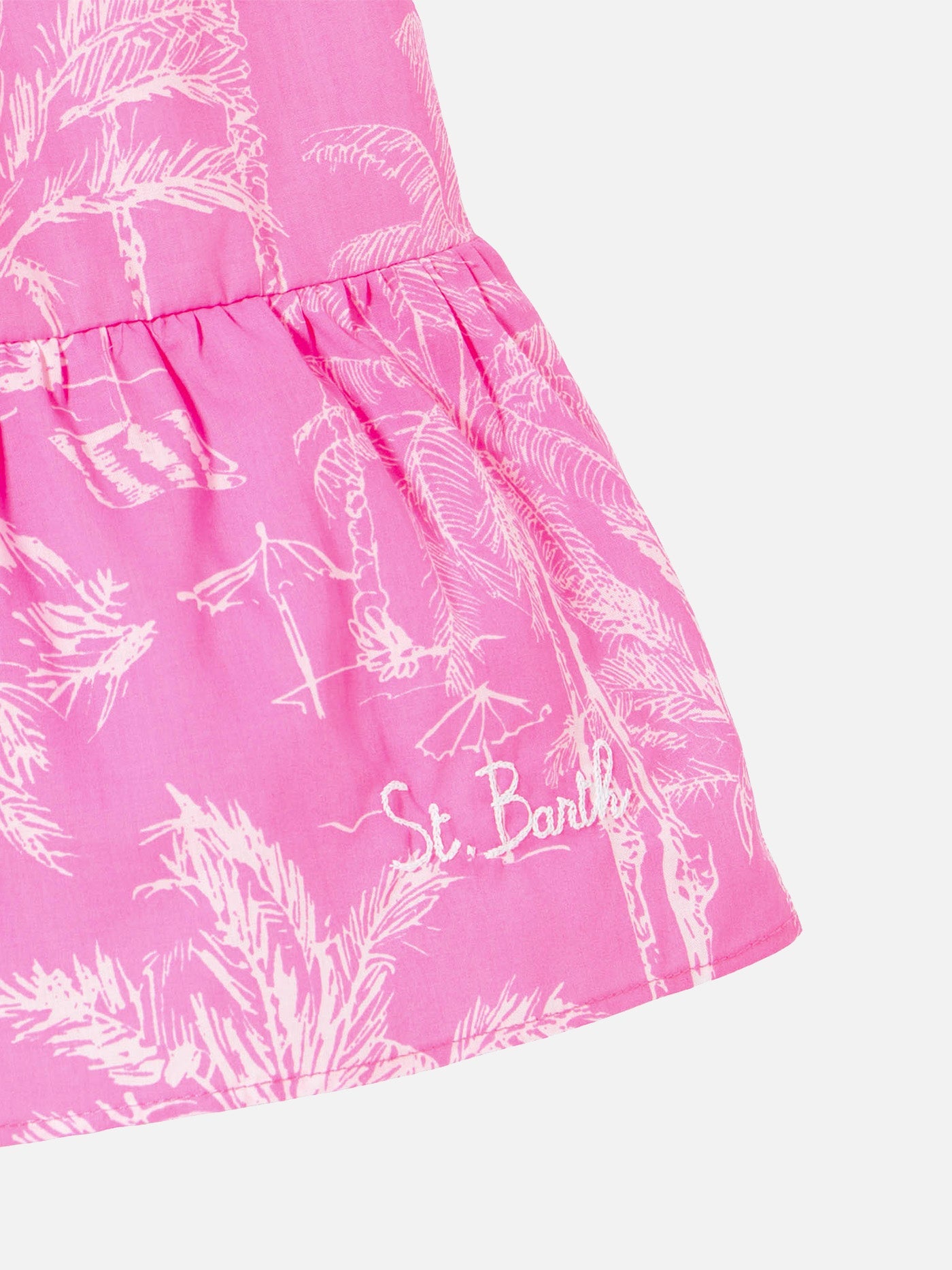 Girl Dress With Toile De Jouy Print Pink