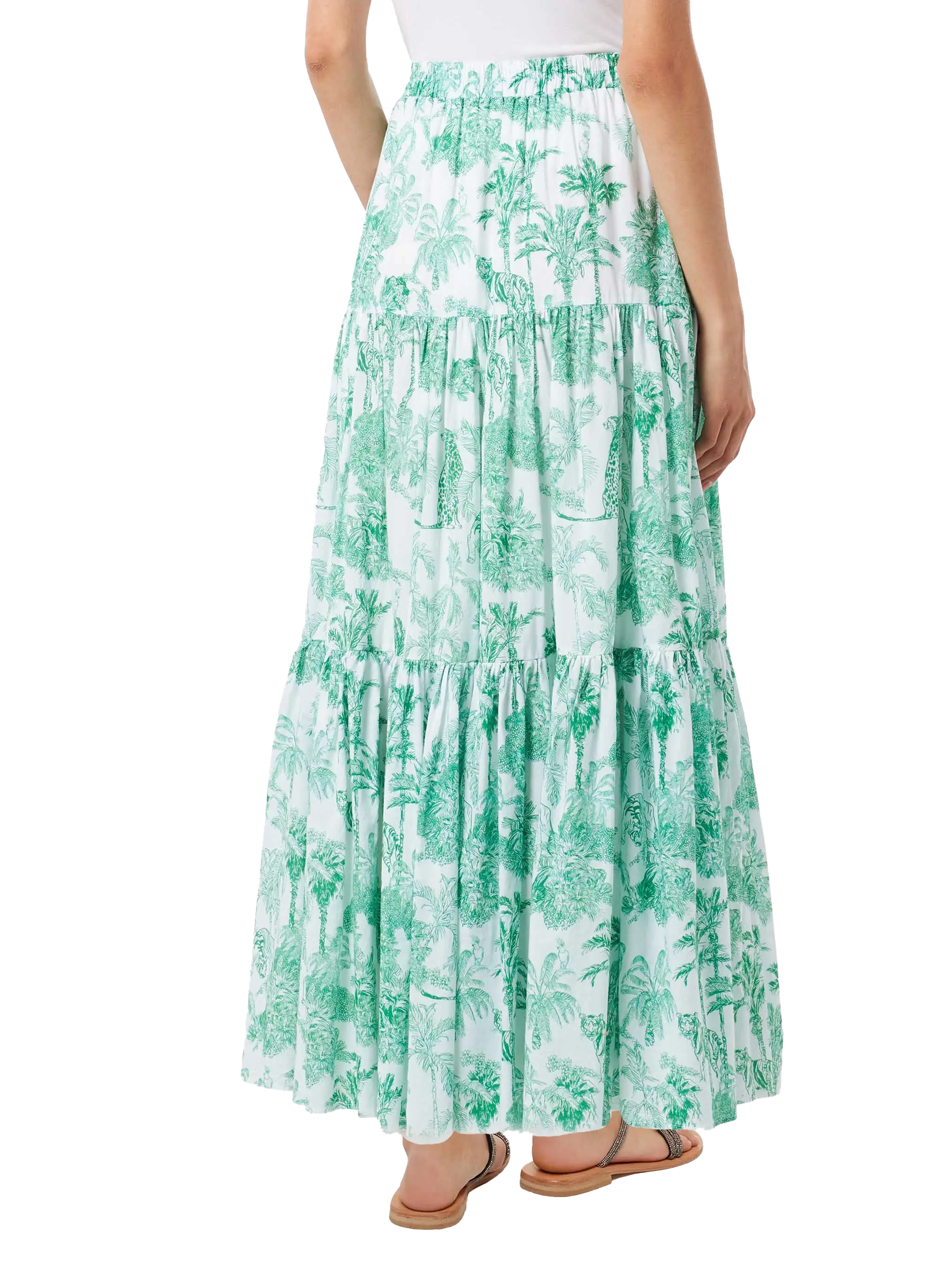 Green Rambla Long Skirt With Jungle Print