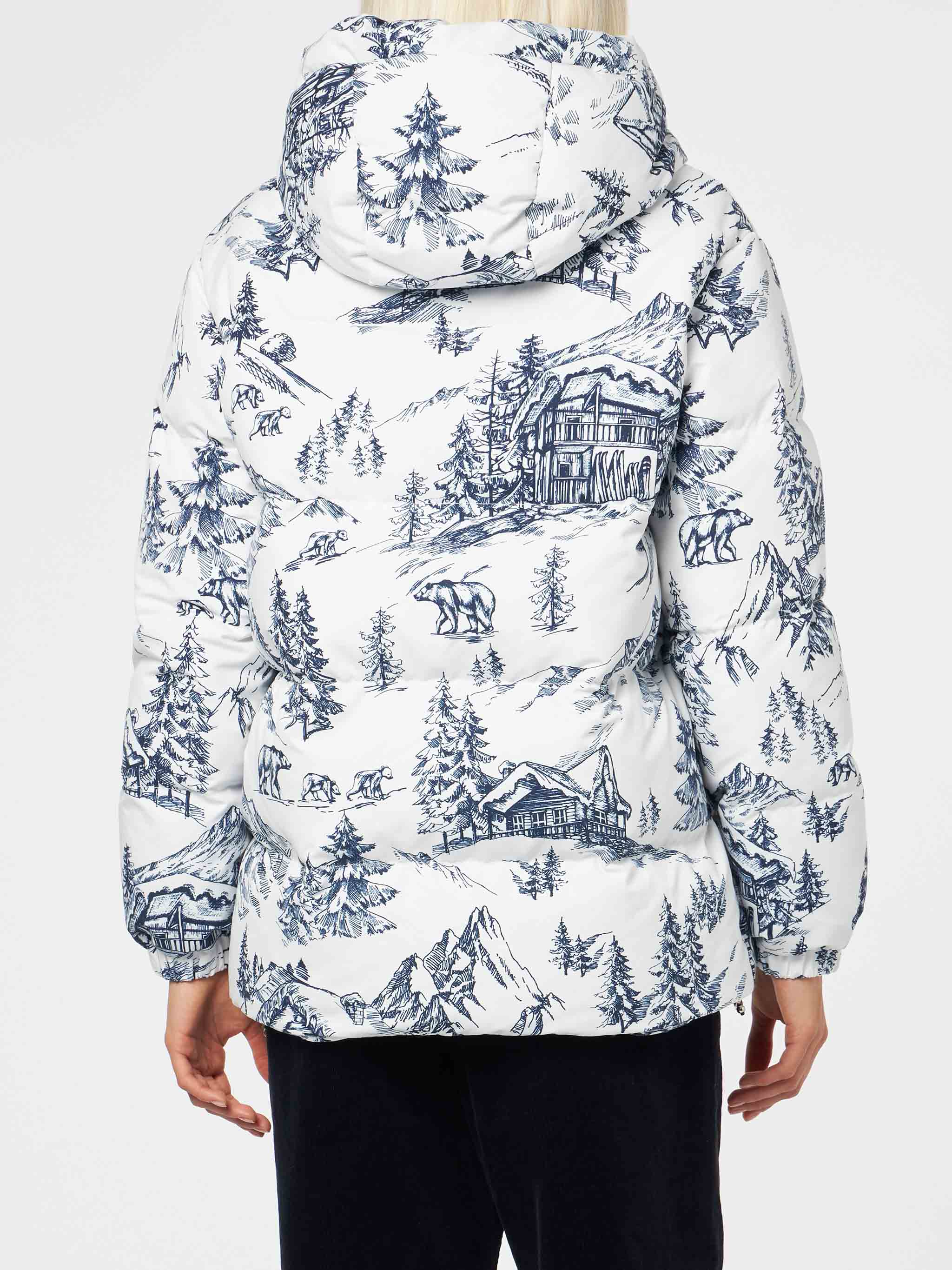 Geneve Toile De Jouy Hooded Down Jacket White