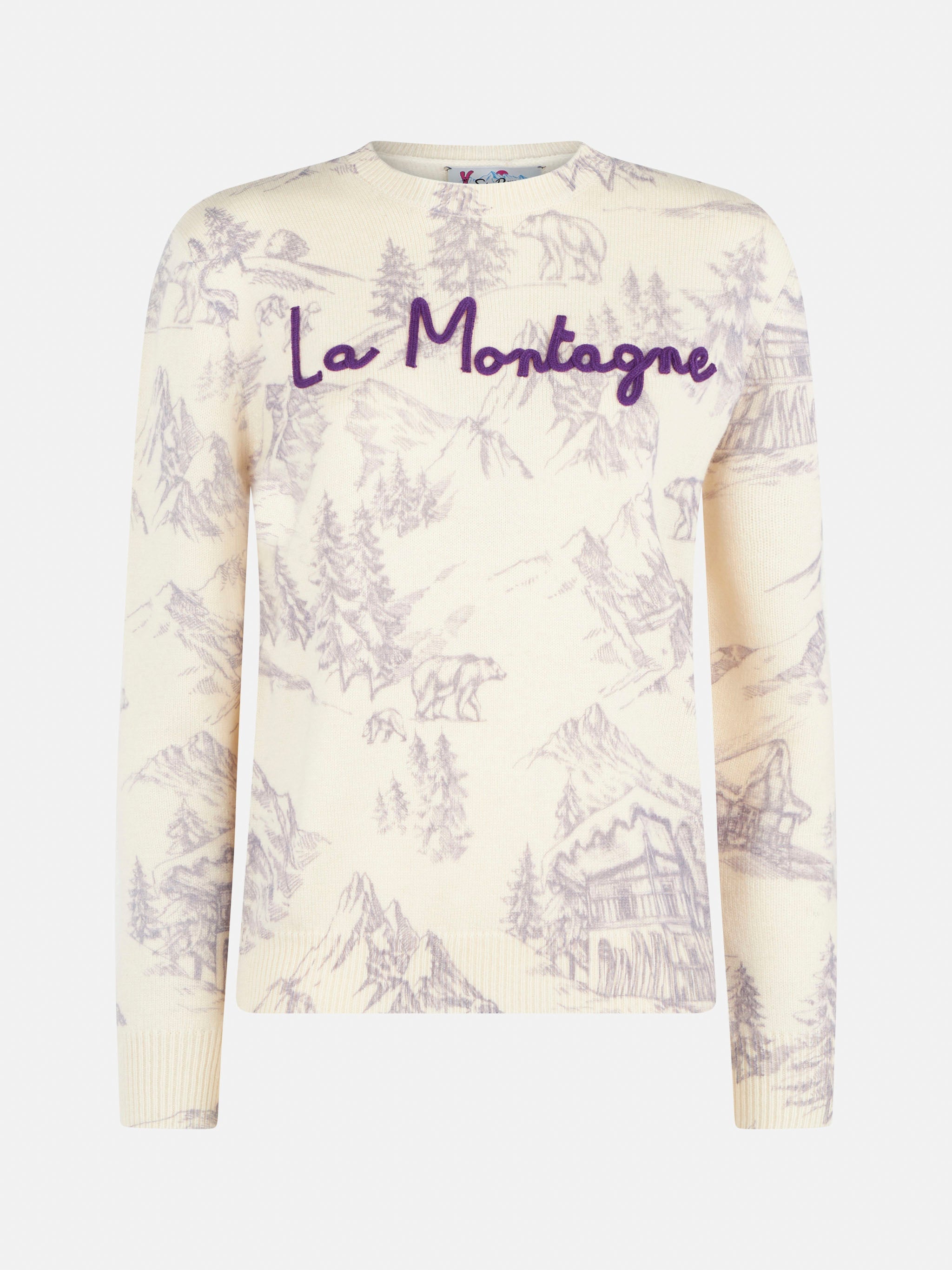New Queen Sweater With La Montagne Print White