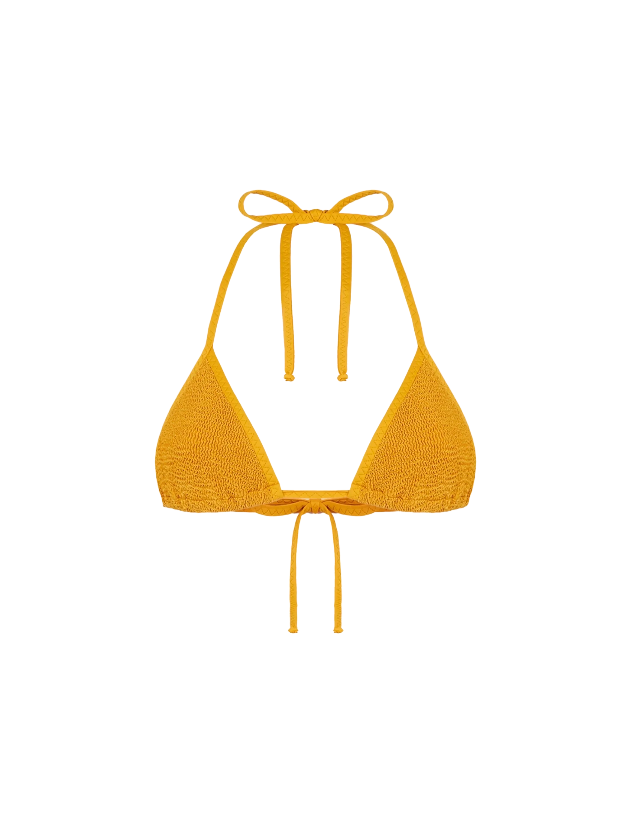 Ochre Leah String Crinkle Triangle Bikini Top Yellow