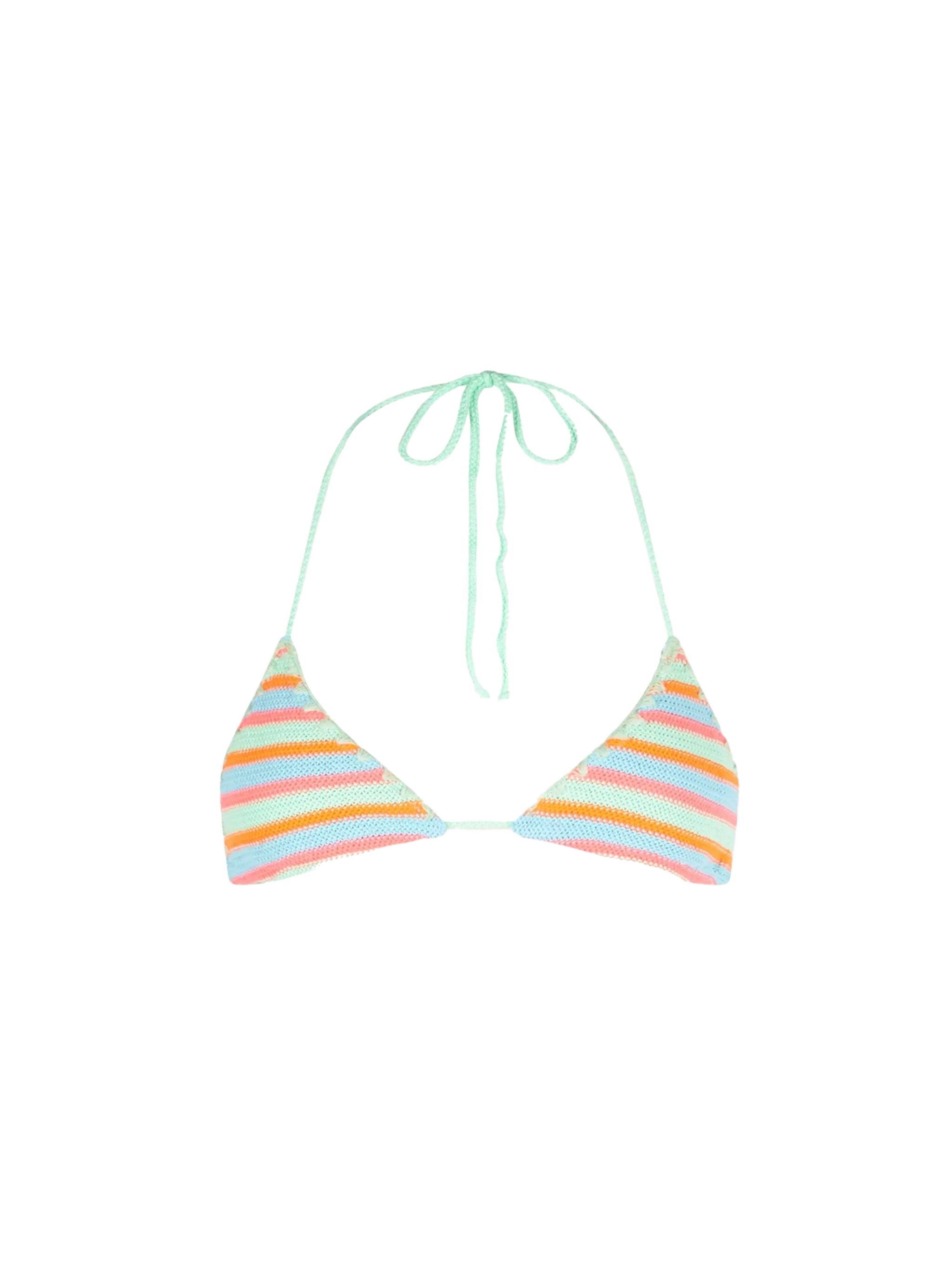 Leah Striped Crochet Triangle Bikini Top Green
