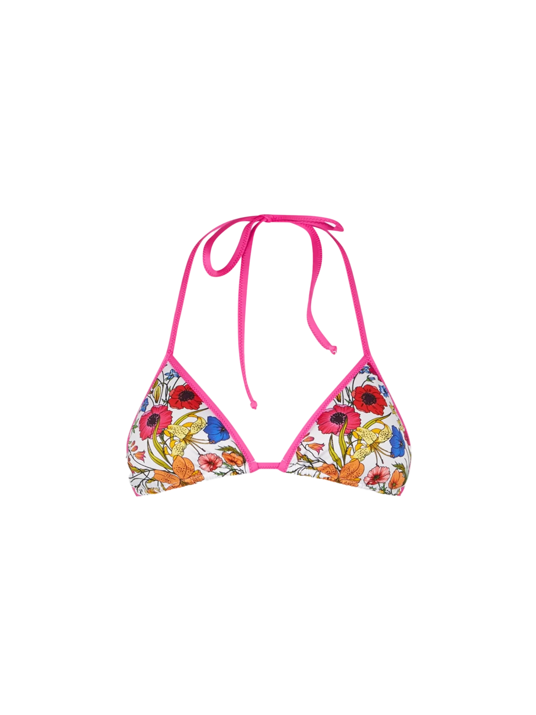 Leah Floral Print Triangle Bikini Top White