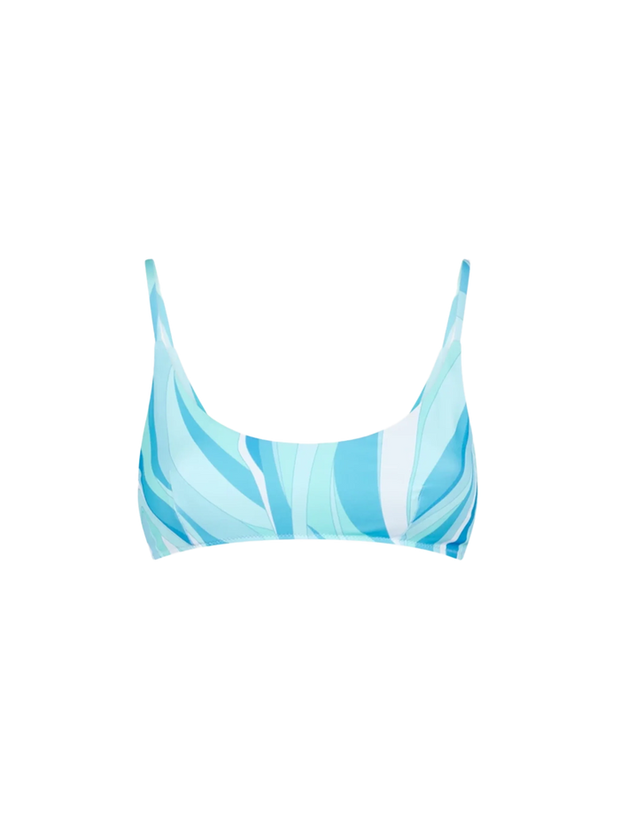 Judy Wave Print Bralette Bikini Top Blue
