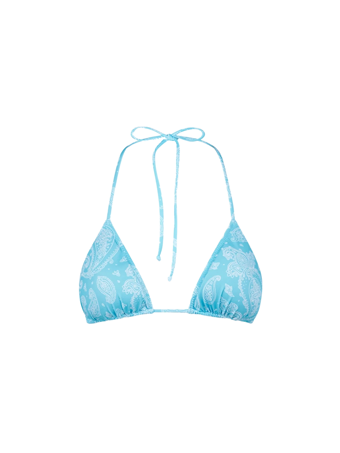 Leah Light Blue Paisley Triangle Bikini Top Sky