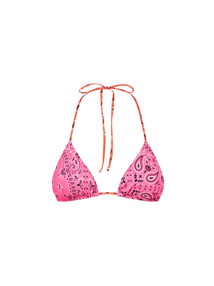 Leah Bandana Triangle Bikini Top Pink