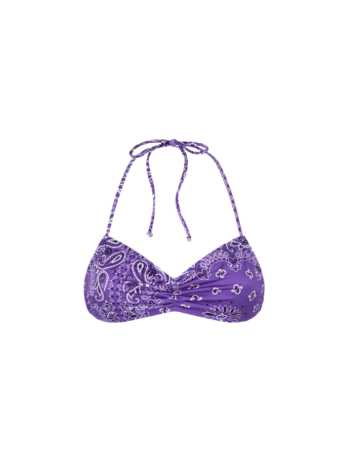 Purple Levante Bandana Print Bandeau Bikini Top Pink