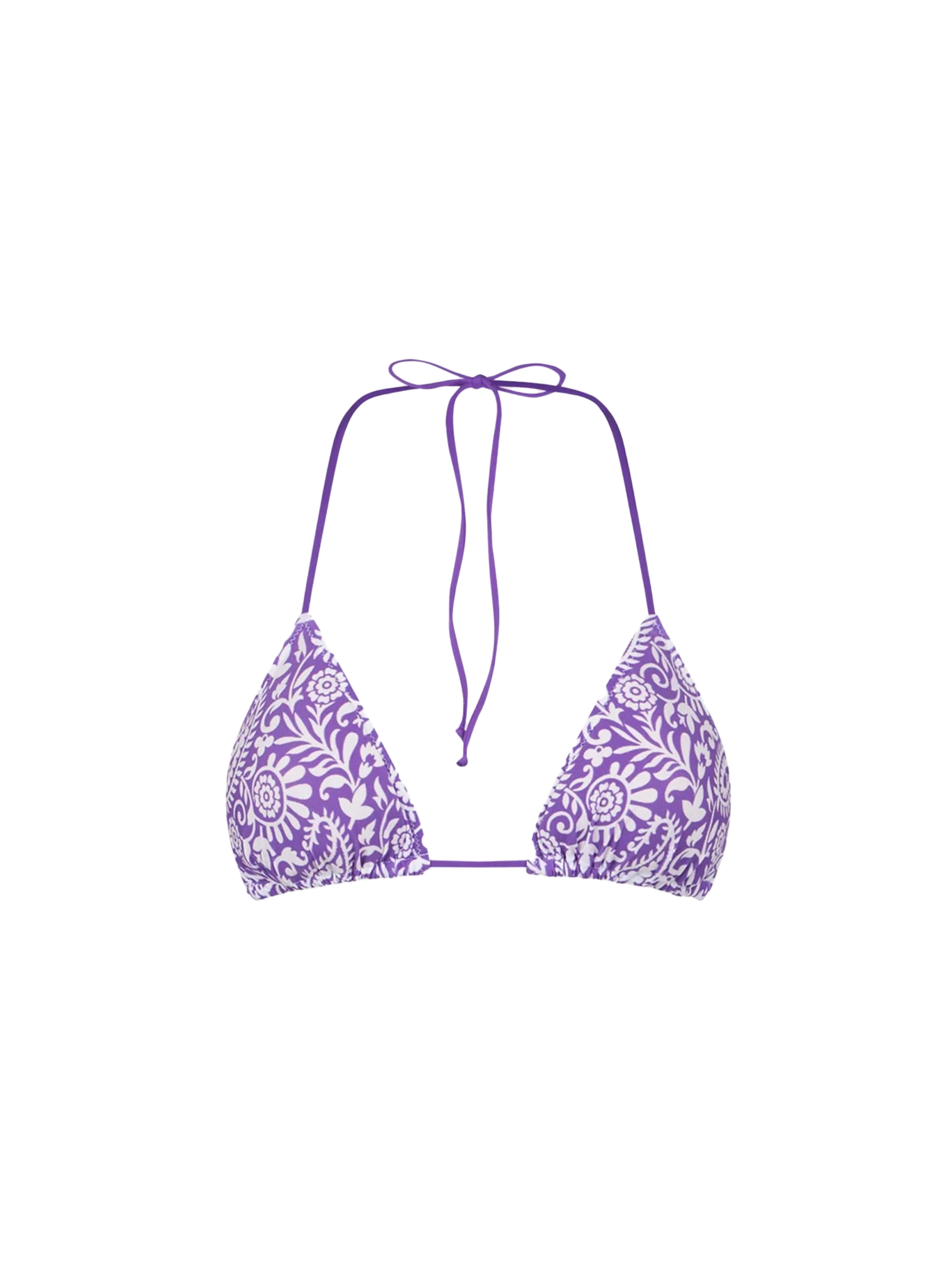 Leah Triangle Bikini Top With Paisley Print Pink