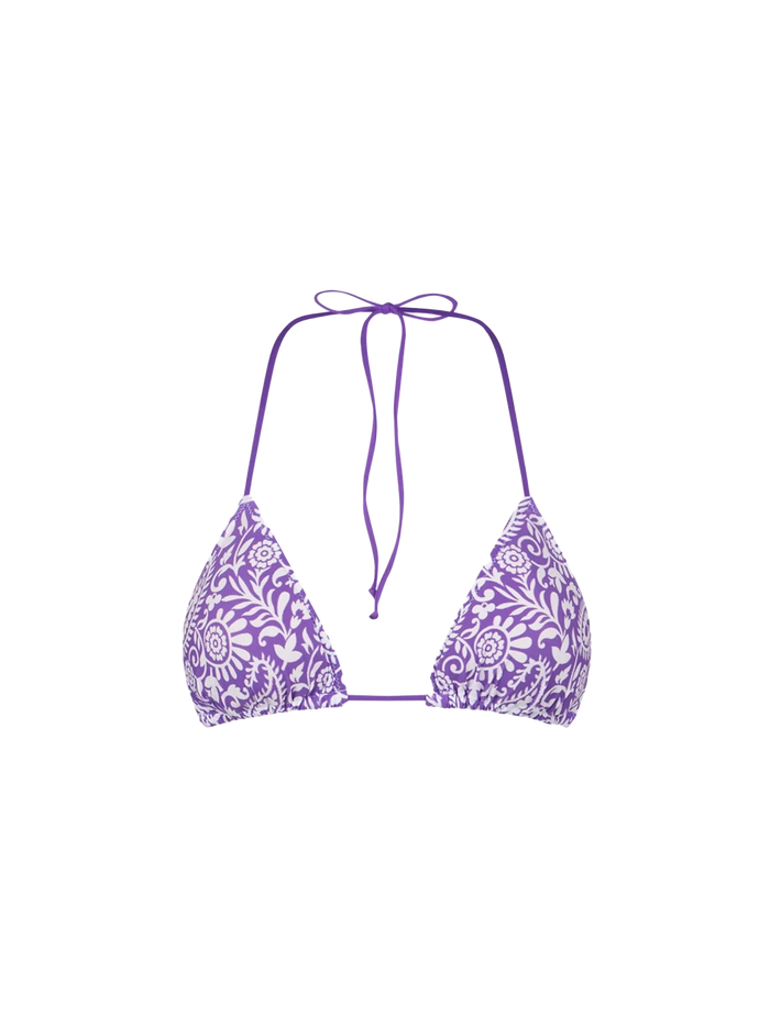 Leah Triangle Bikini Top With Paisley Print Pink