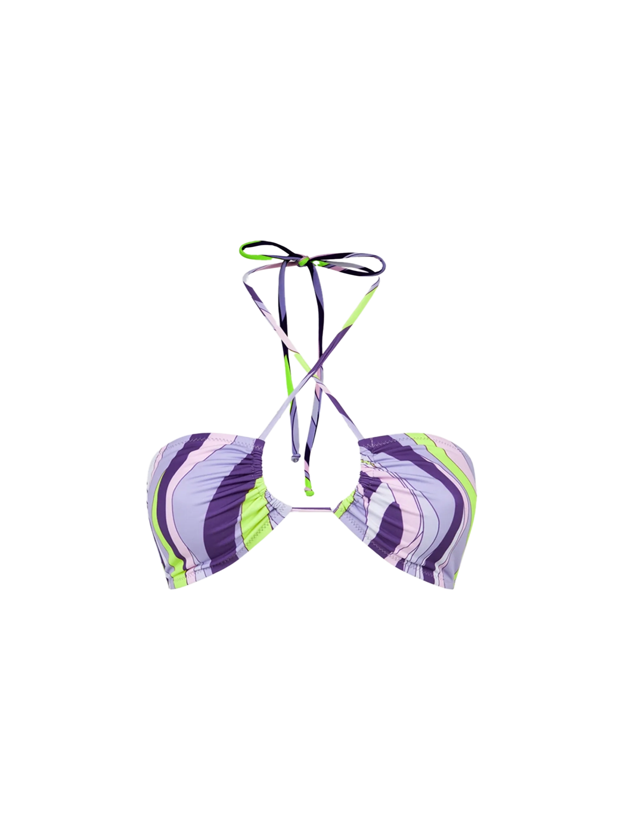 Dahlia Multicolor Wave Pattern Bandeau Bikini Top Pink