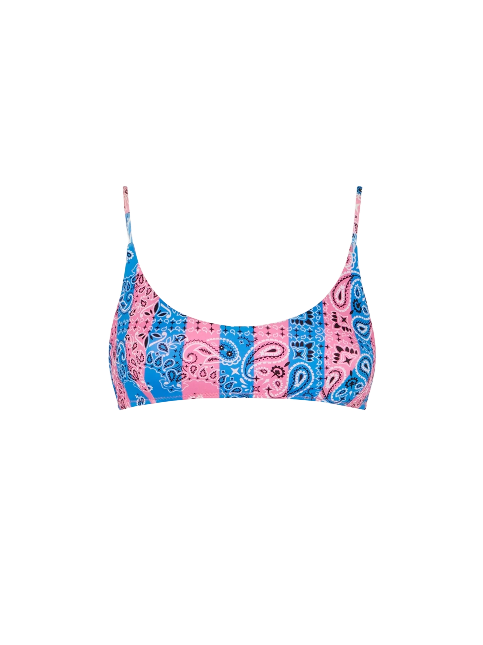 Judy Bandana Striped Bralette Bikini Top Blue