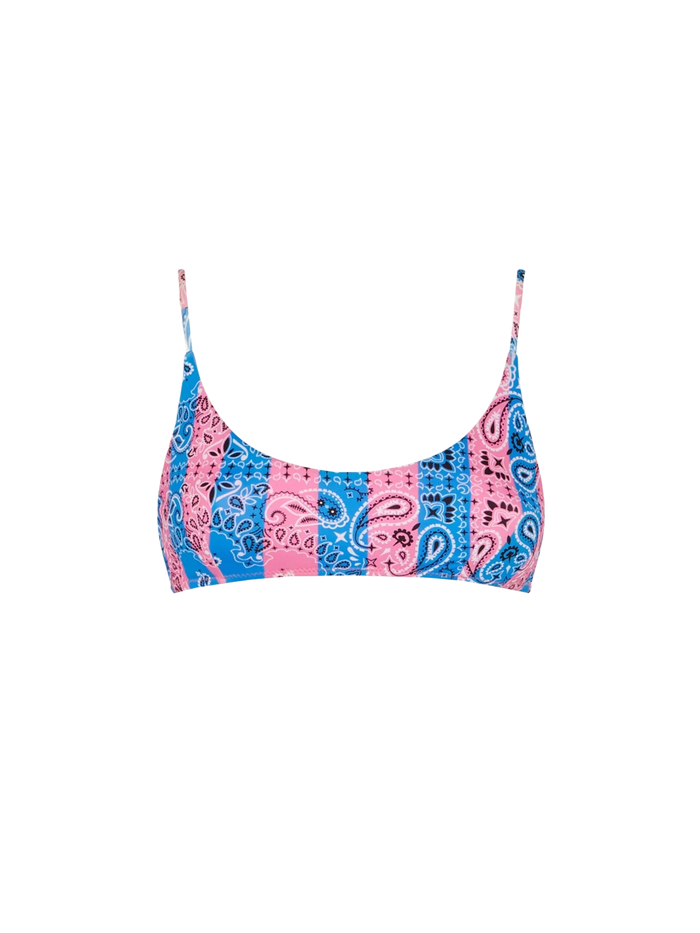 Judy Bandana Striped Bralette Bikini Top Blue