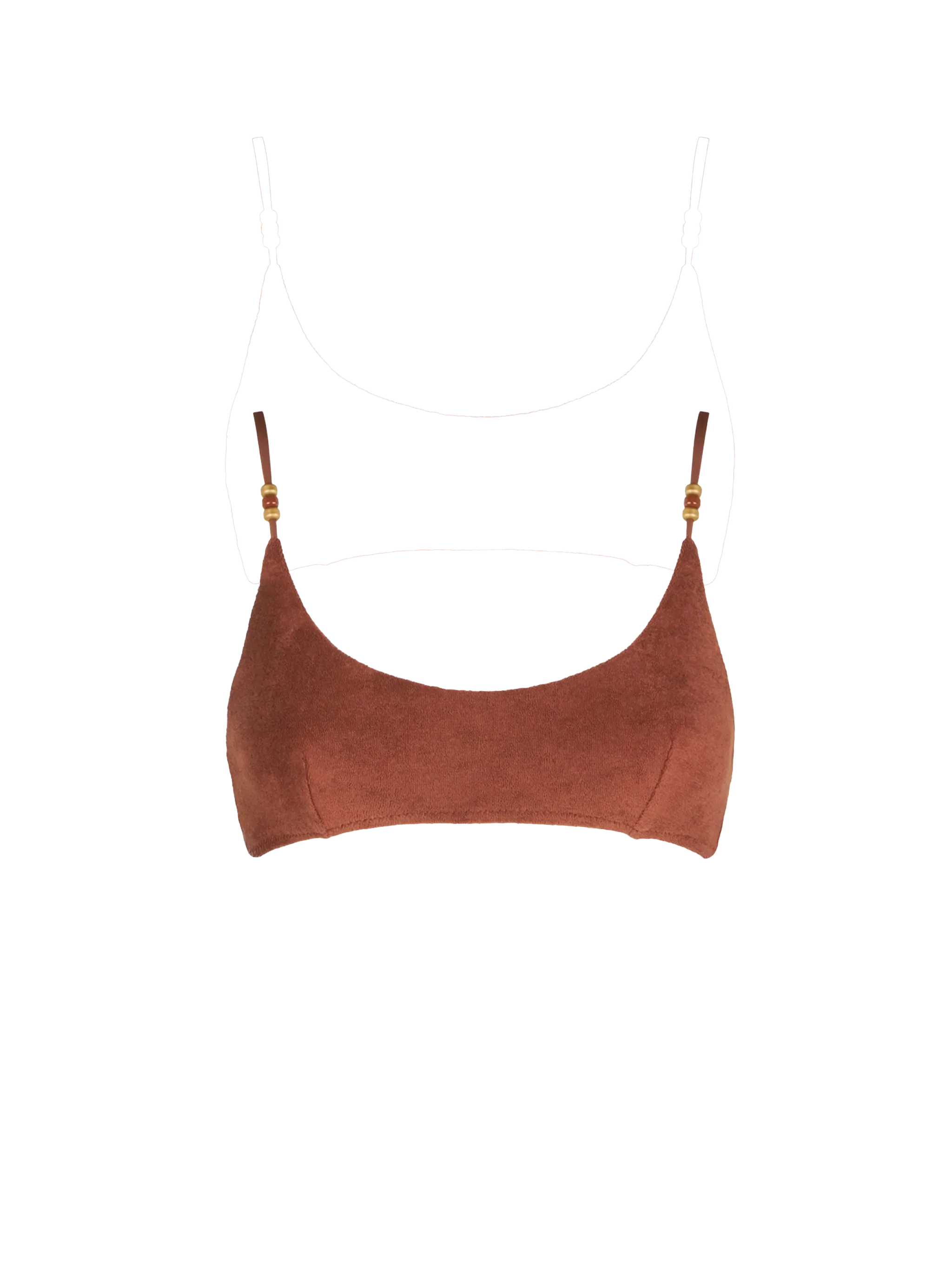 Brown Judy Terry Bralette Bikini Top With Charms