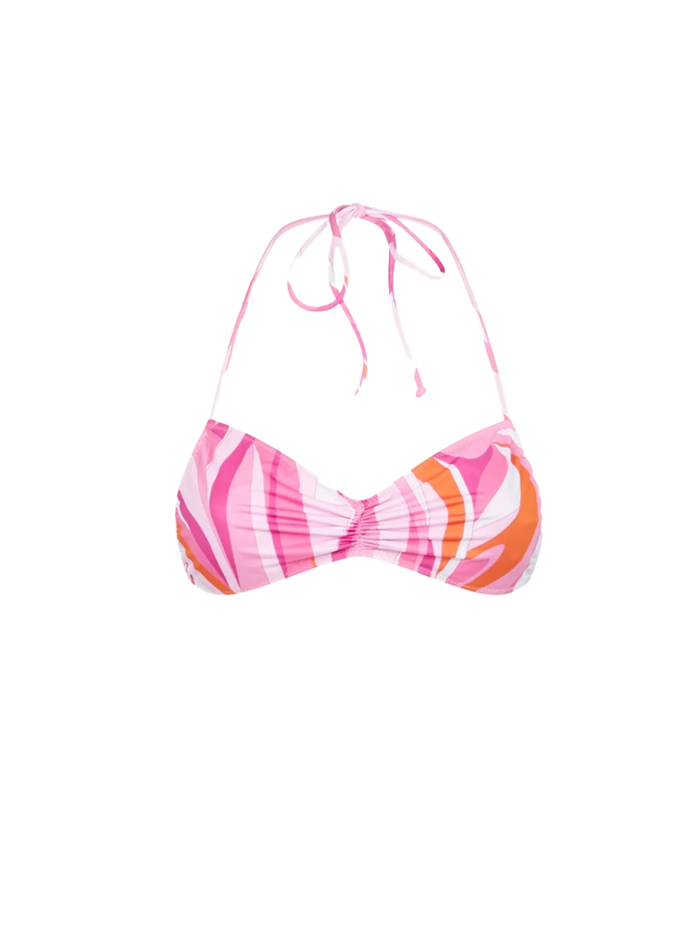 Levante Wave Print Bandeau Bikini Top Pink