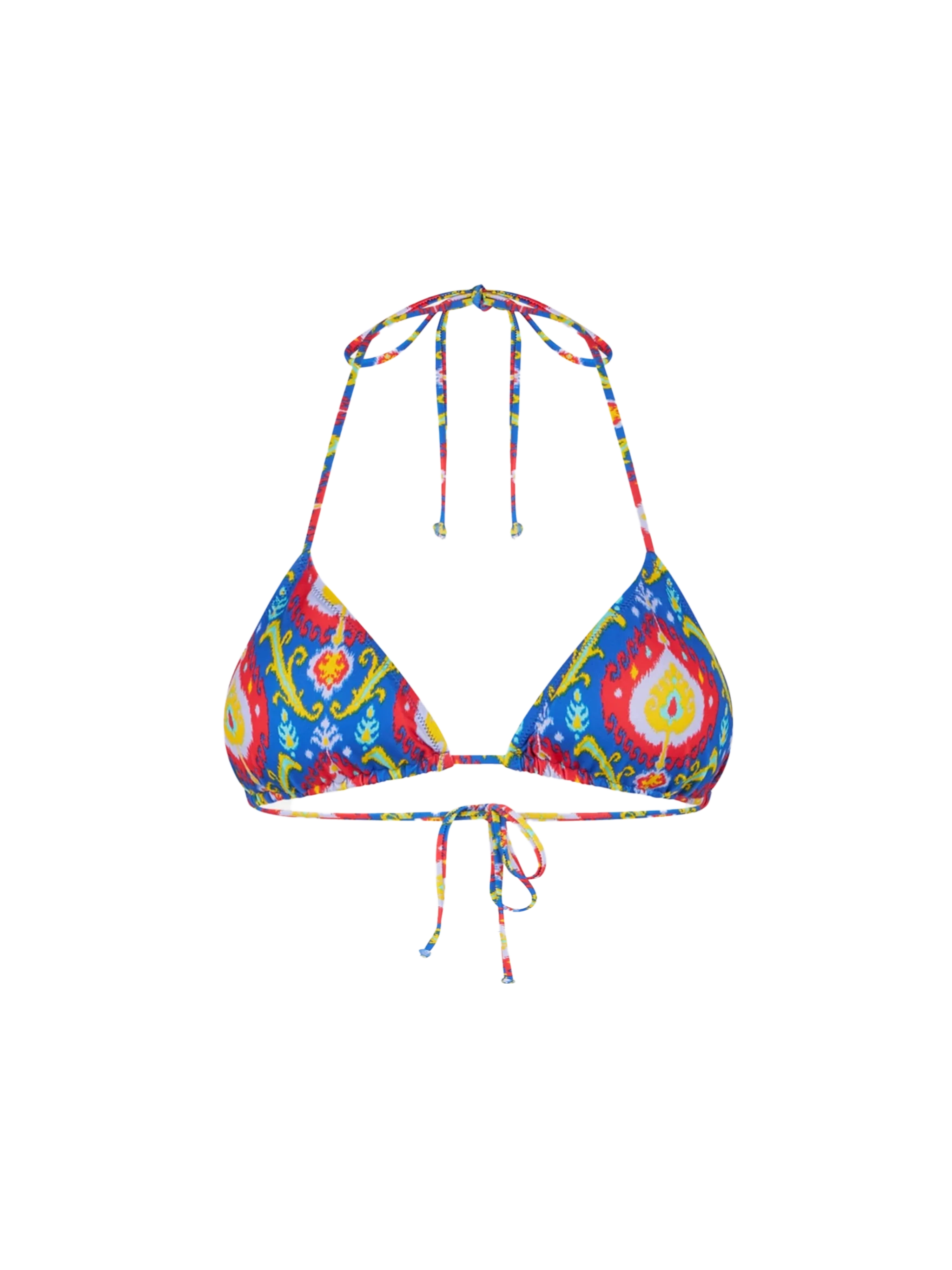 Leah Ikat Print Triangle Bikini Top Blue