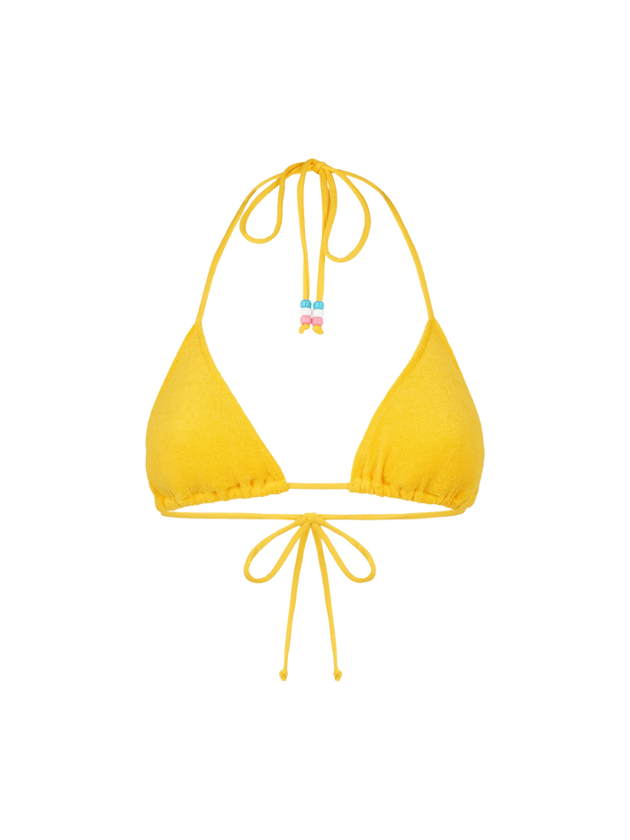 Yellow Leah Terry Triangle Bikini Top With Charms