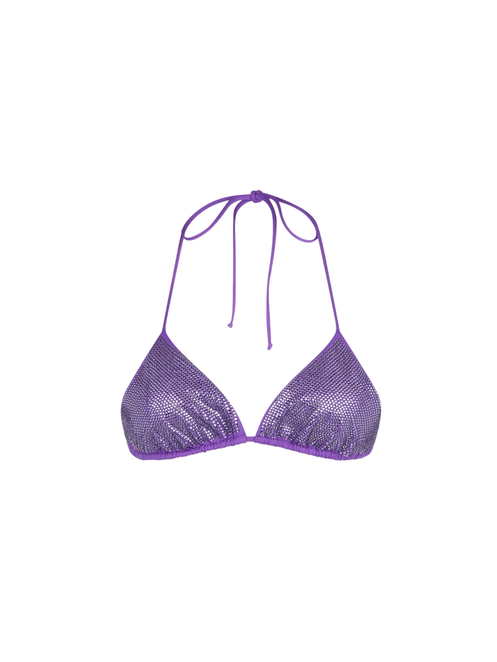 Annabelle Purple Rhinestone Triangle Bikini Top Pink
