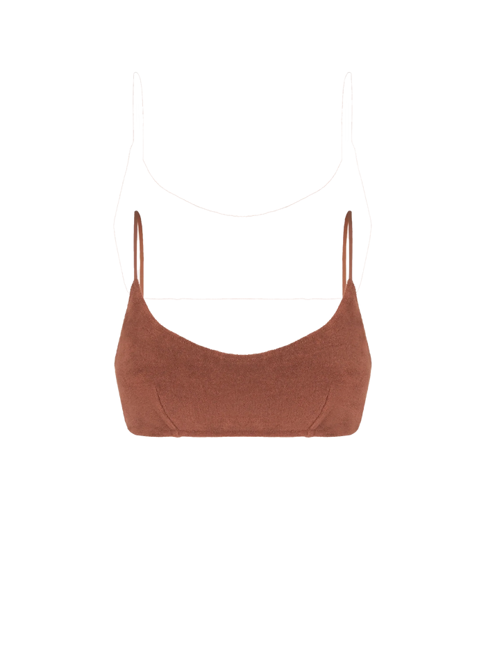 Brown Judy Terry Bralette Bikini Top