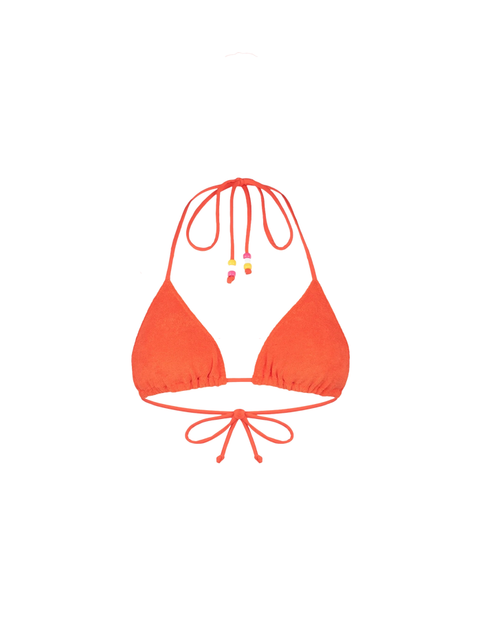 Orange Terry Leah Triangle Bikini Top With Charms