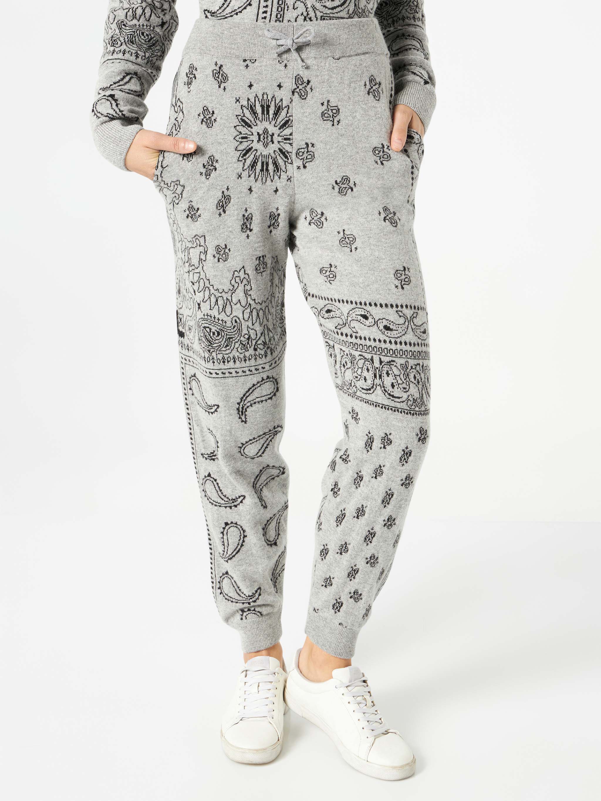 Knitted Sweatpants Charlie With Grey Bandana Print White Pant