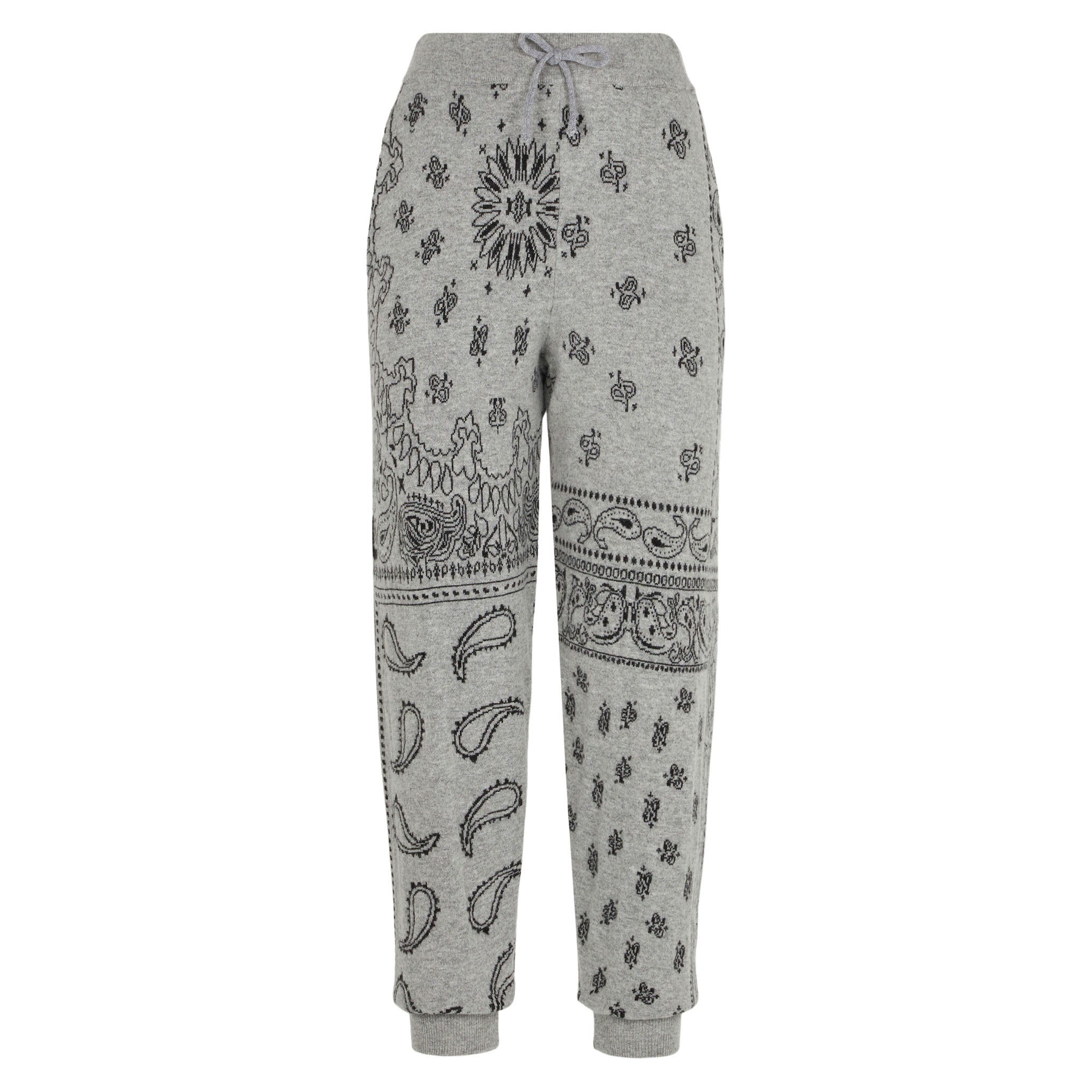 Knitted Sweatpants Charlie With Grey Bandana Print White Pant