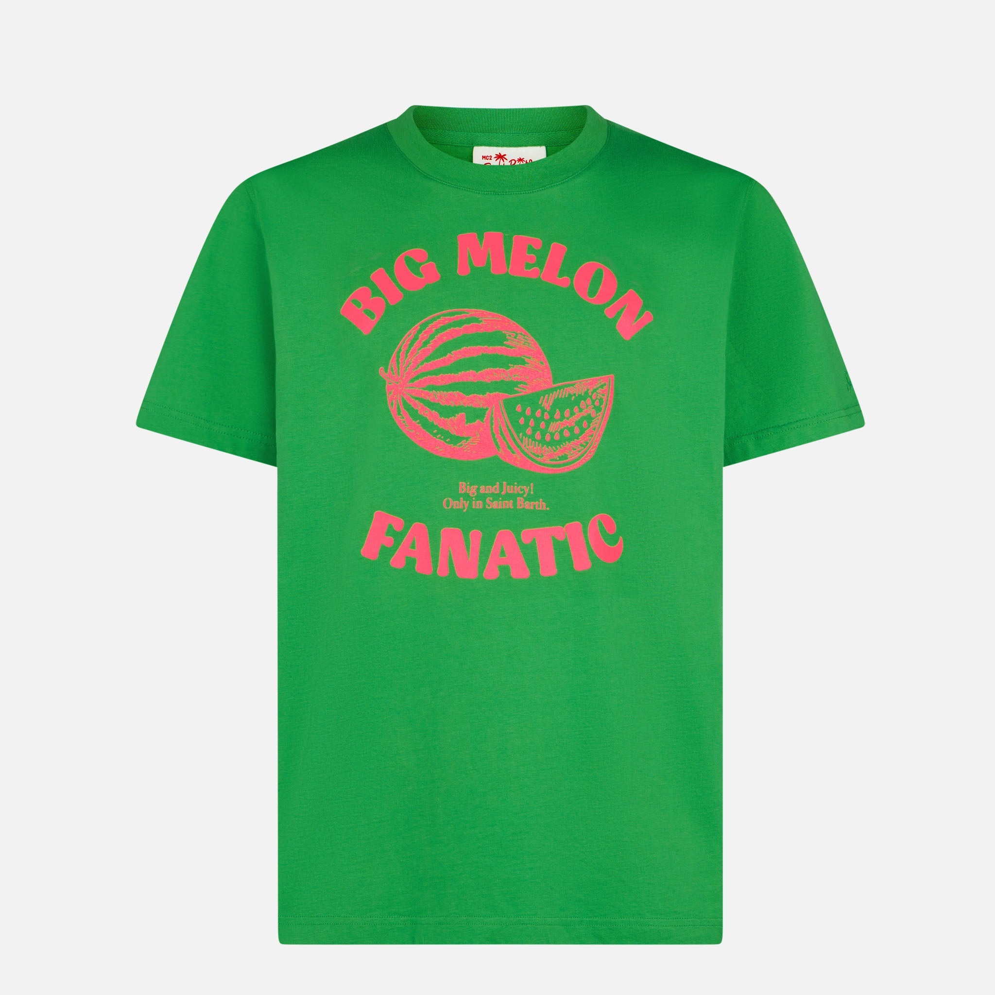 Man Cotton T-Shirt With Watermelon Print Green