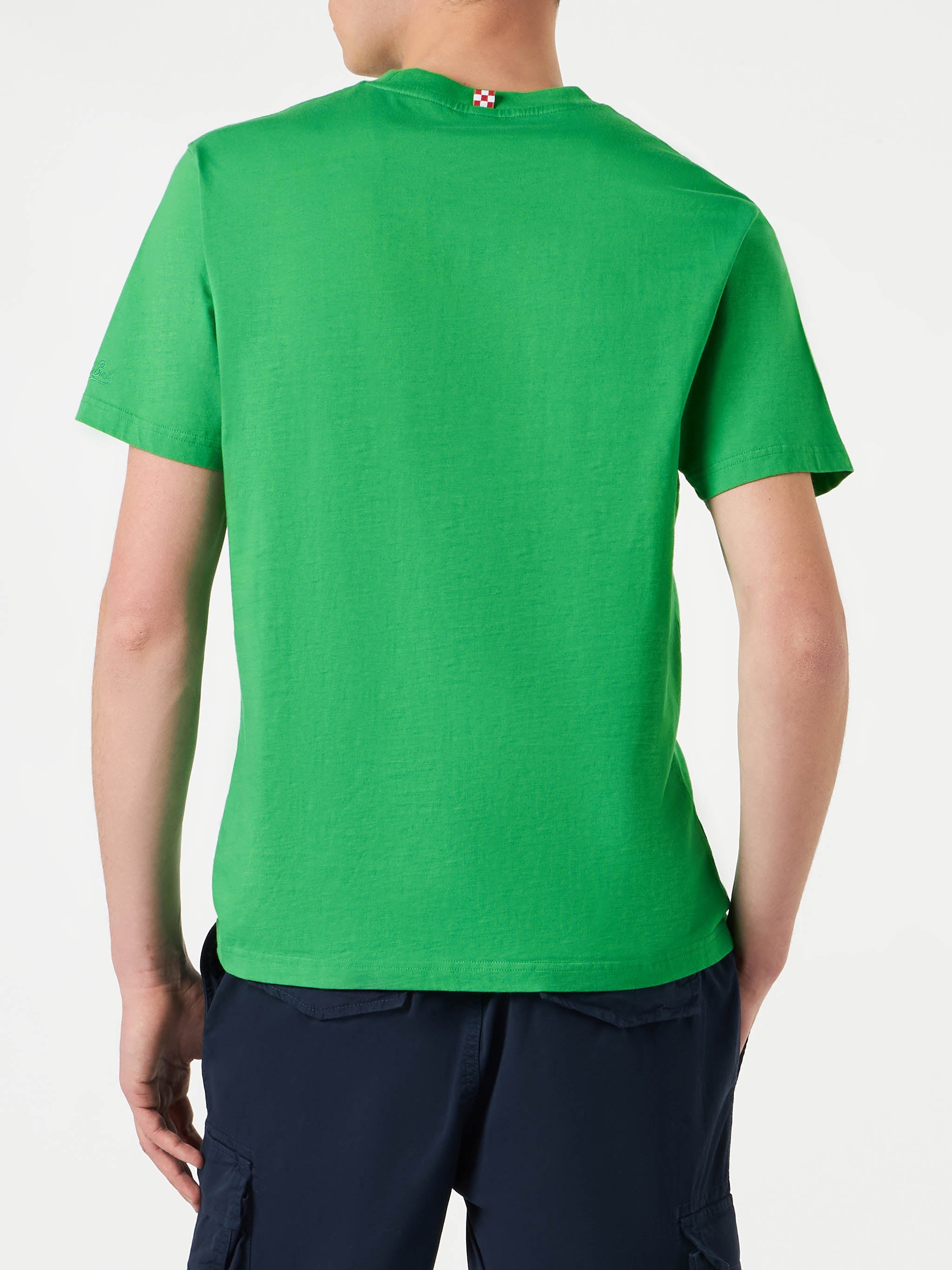 Man Cotton T-Shirt With Watermelon Print Green