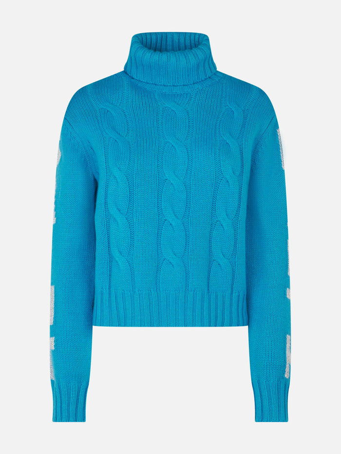Logo Jacquard Adler Turtleneck Sweater Sky