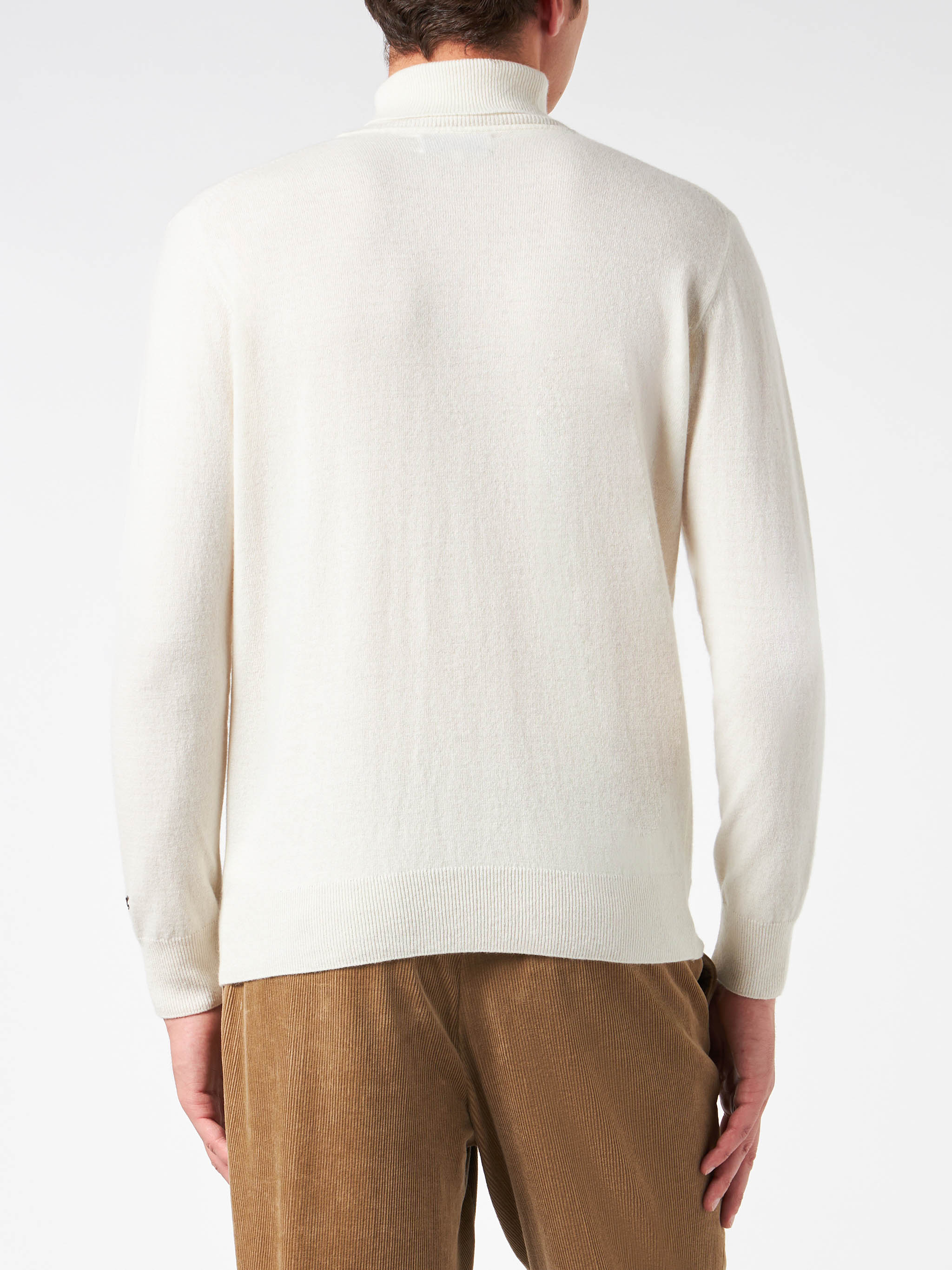 Man Turtleneck Sweater With Settimana Bianco Jacquard White