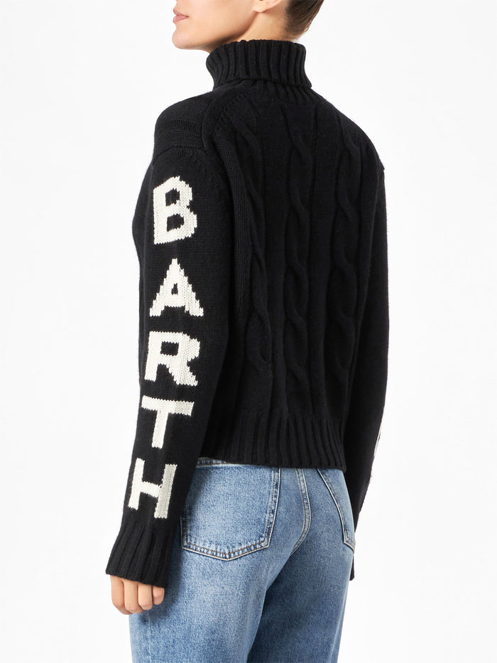Adler Black Braided Turtleneck Sweater With Saint Barth Jacquard