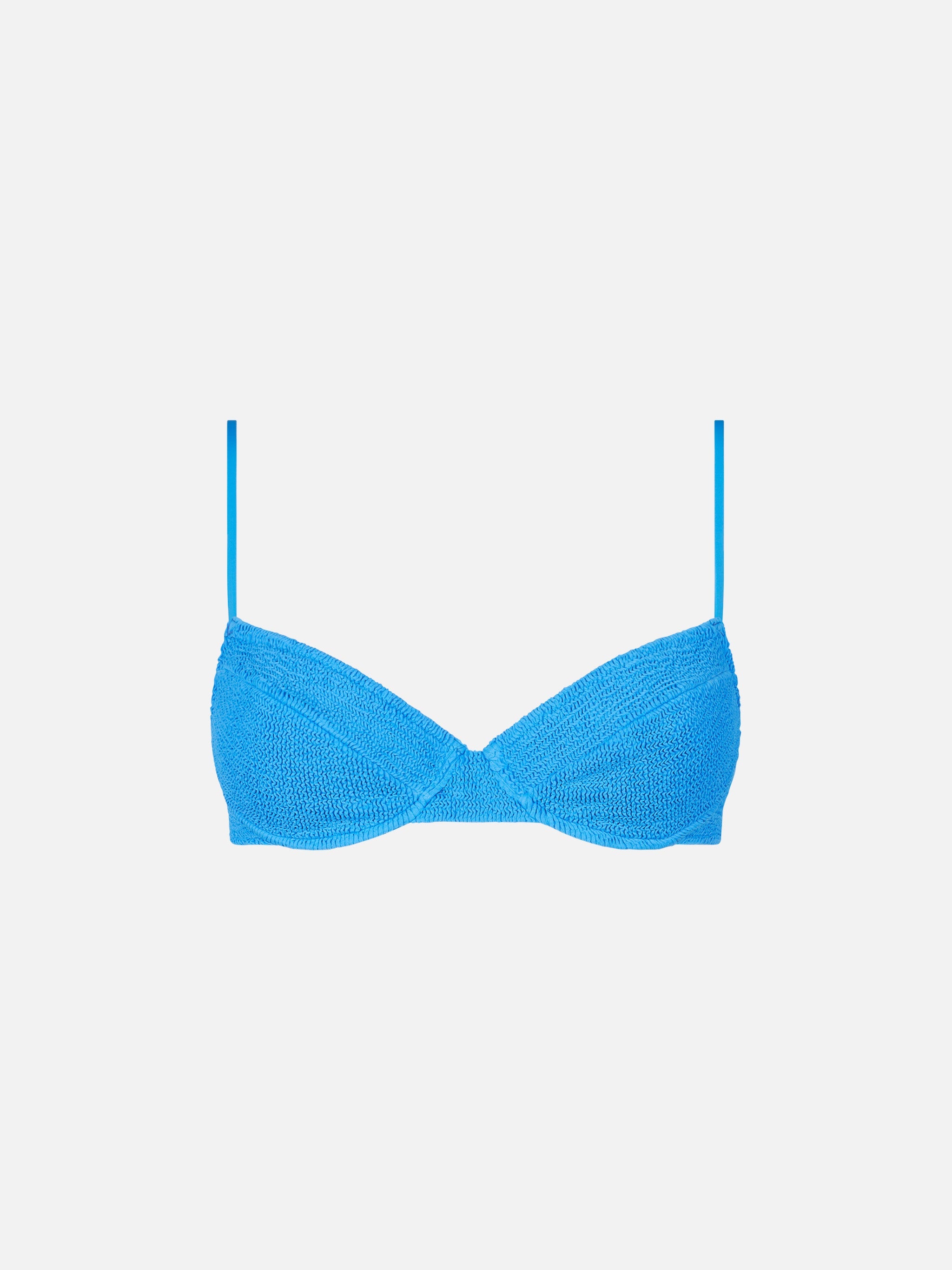 Bea Bluette Crinkle Underwired Bralette Bikini Top Blue