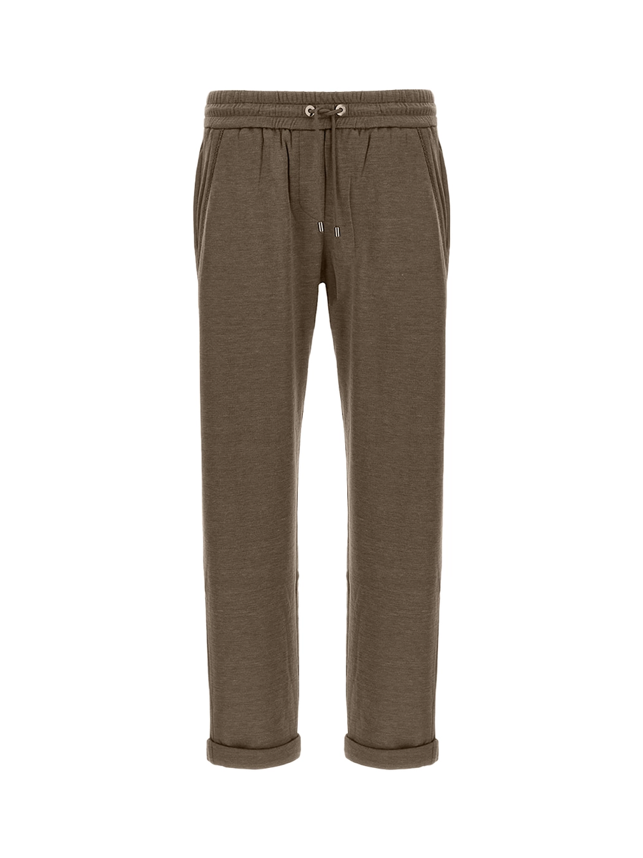 Brunello Cucinelli Cotton-Silk Pants Brown Women >> Rtw Trousers Joggers