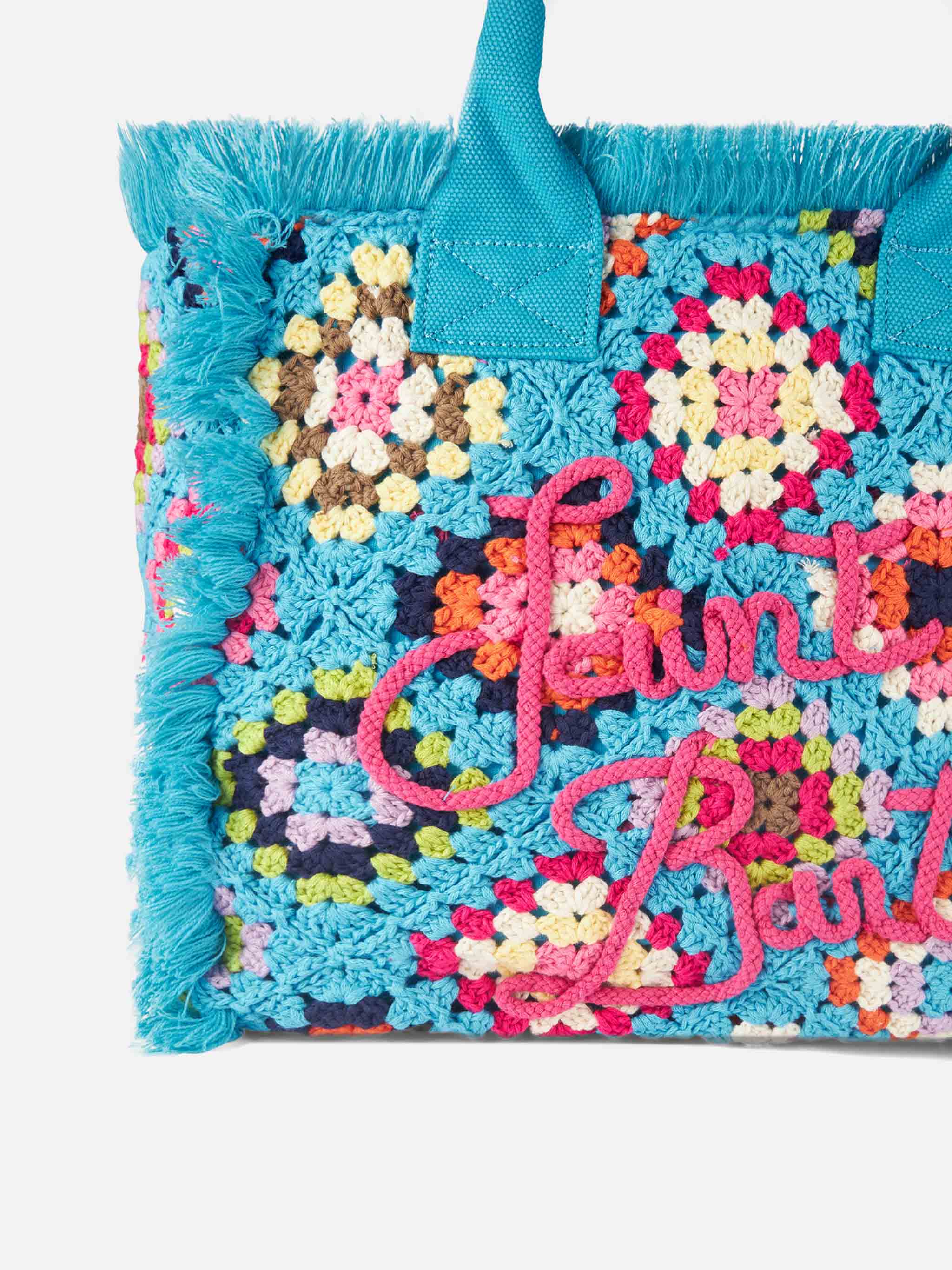 Vanity Crochet Shoulder Bag With Pattern Blue