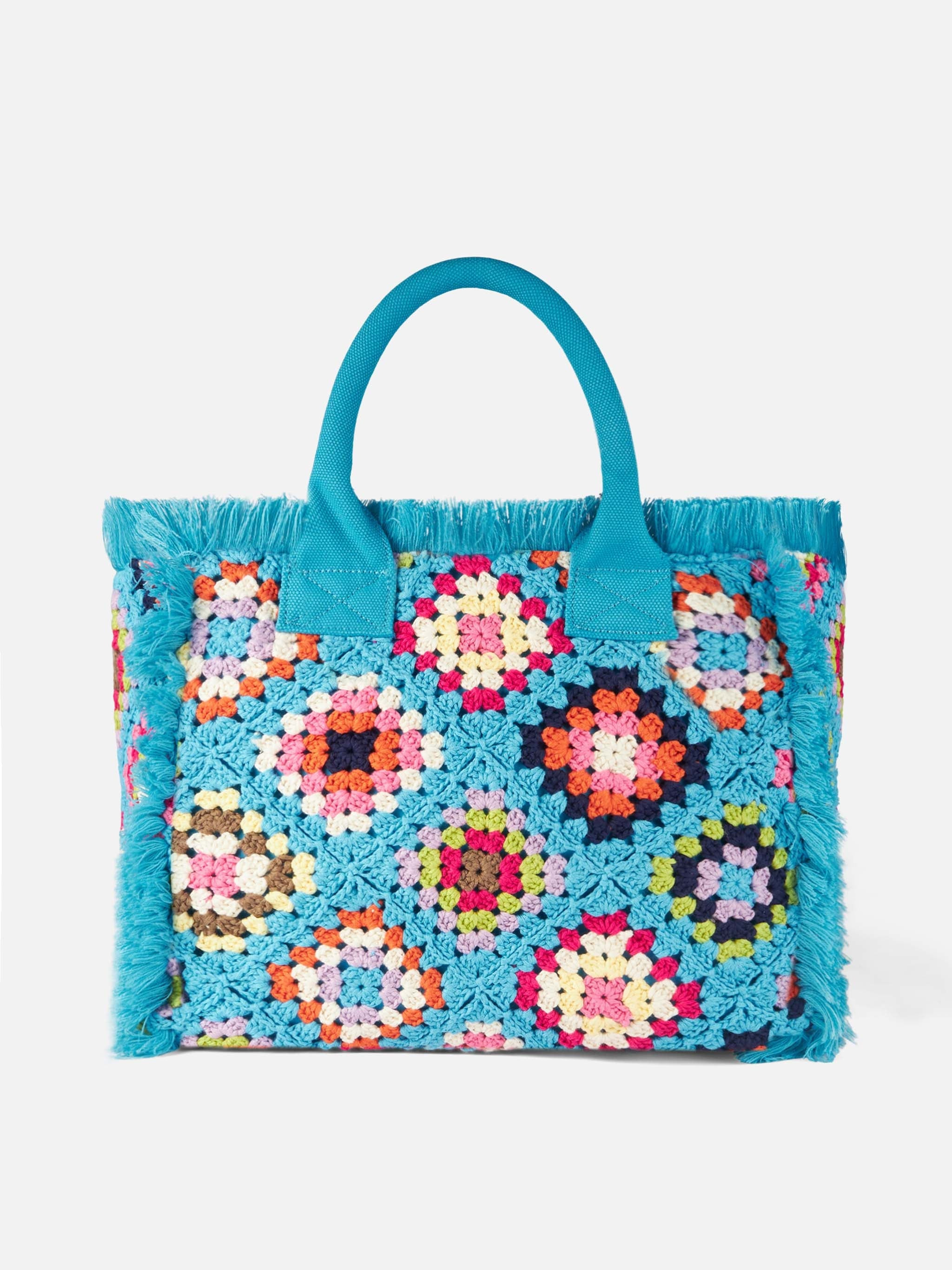 Vanity Crochet Shoulder Bag With Pattern Blue