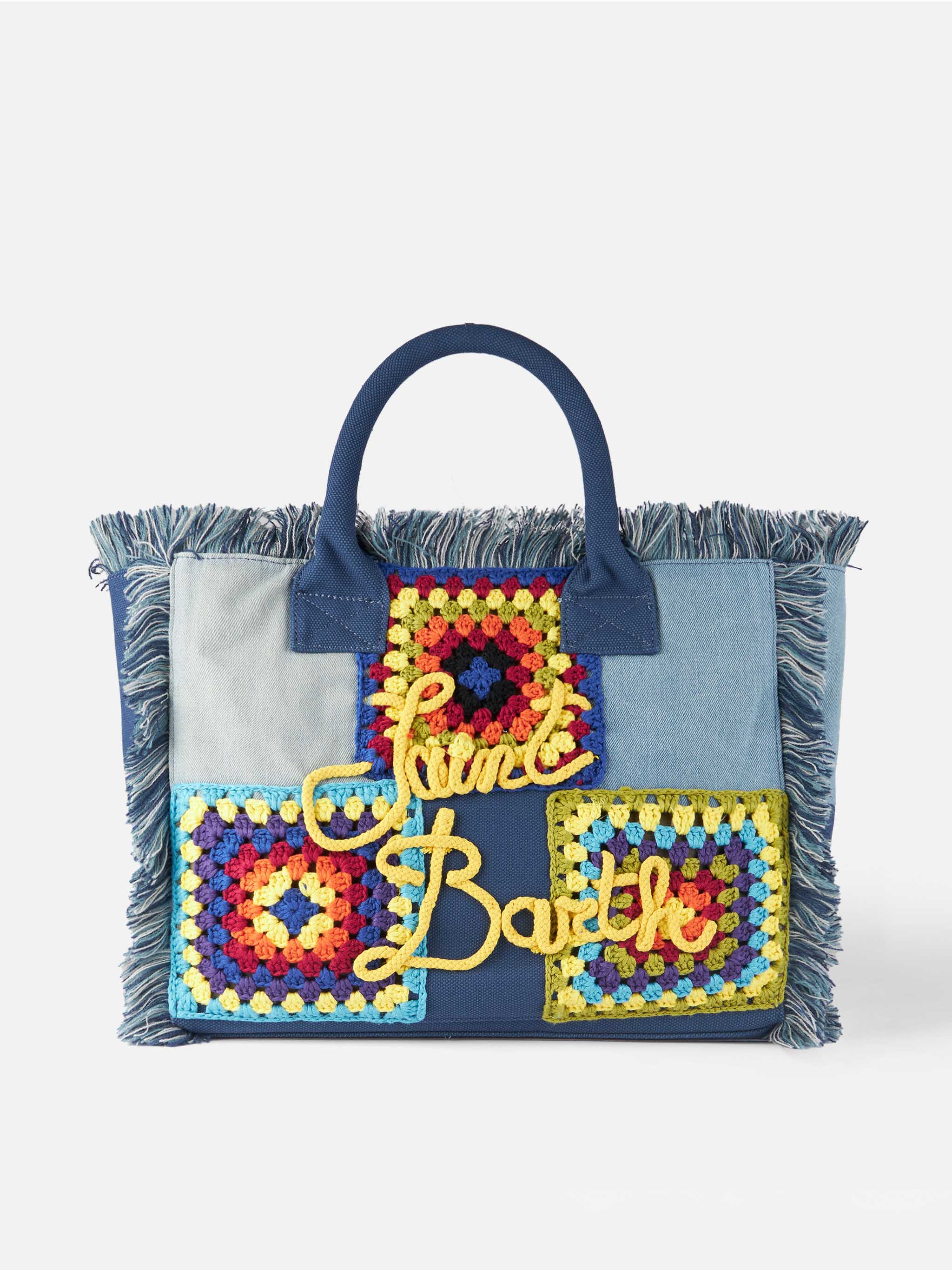 Vanity Crochet Patchwork Shoulder Bag Blue