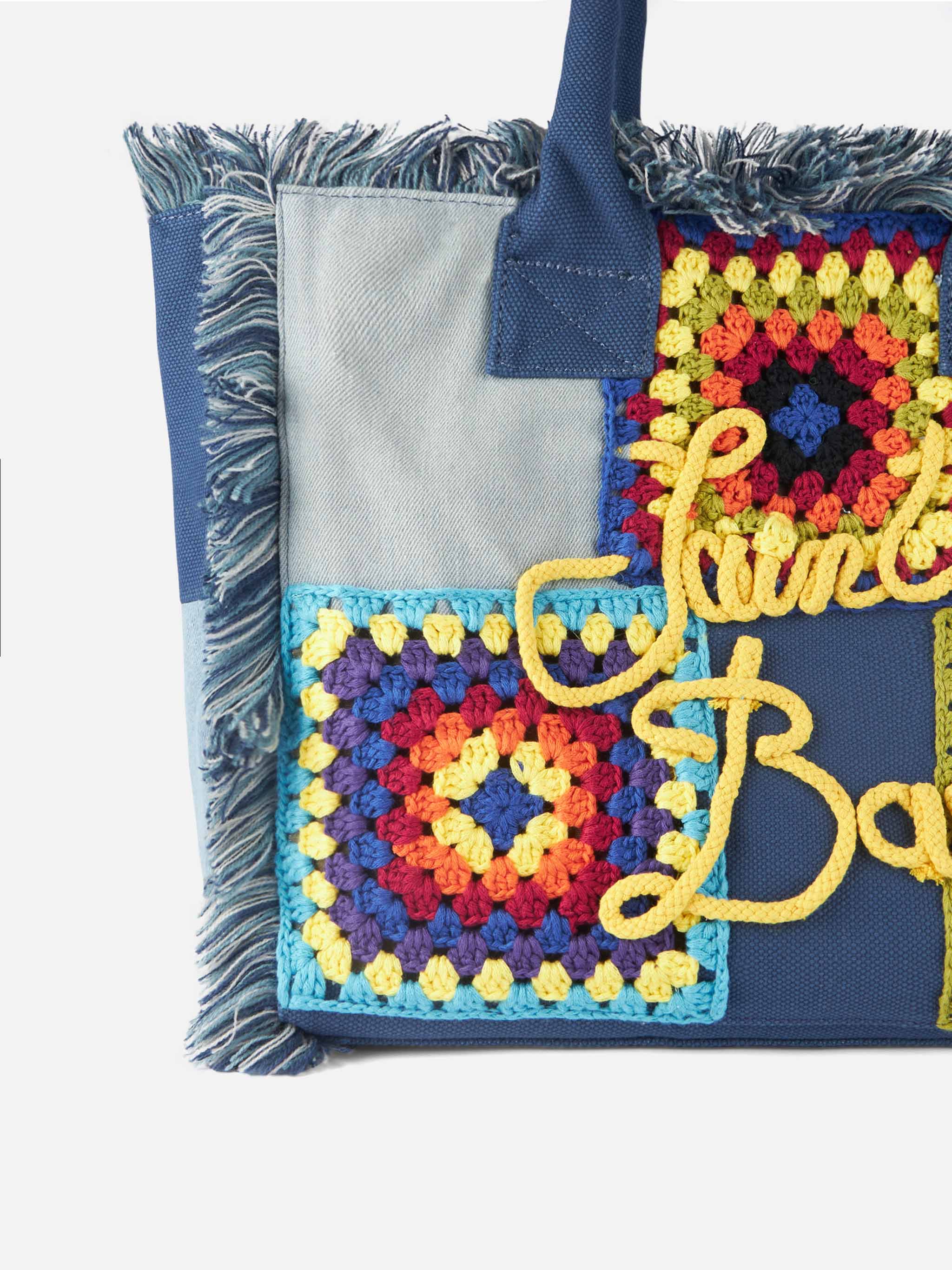 Vanity Crochet Patchwork Shoulder Bag Blue