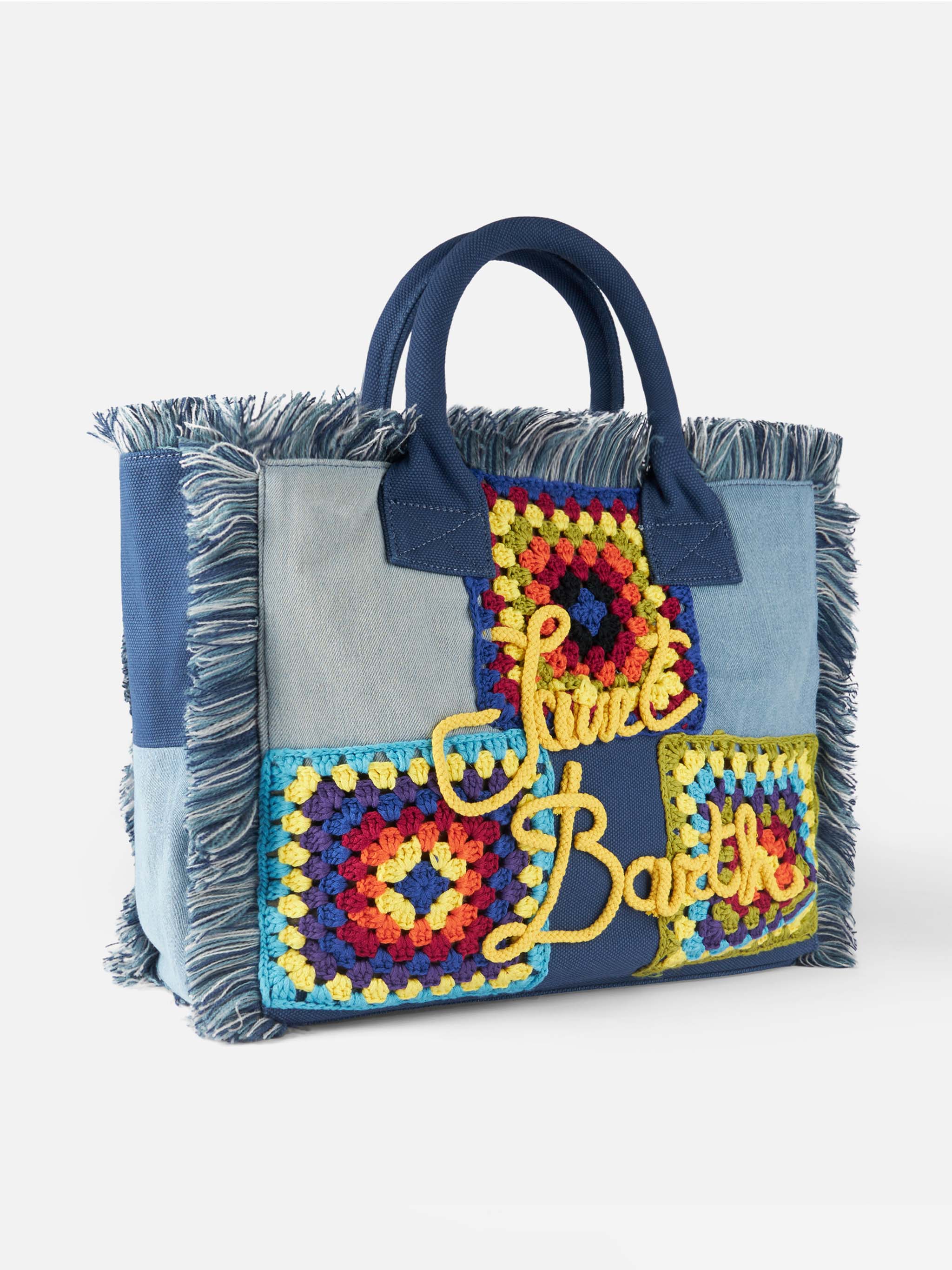 Vanity Crochet Patchwork Shoulder Bag Blue