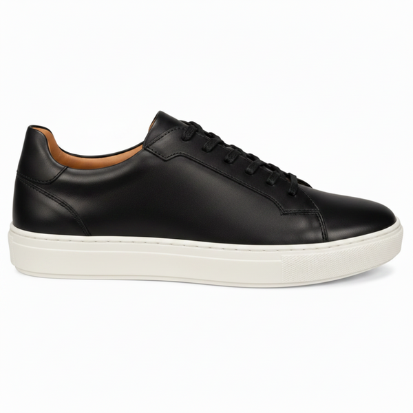 Black Leather Court Sneaker