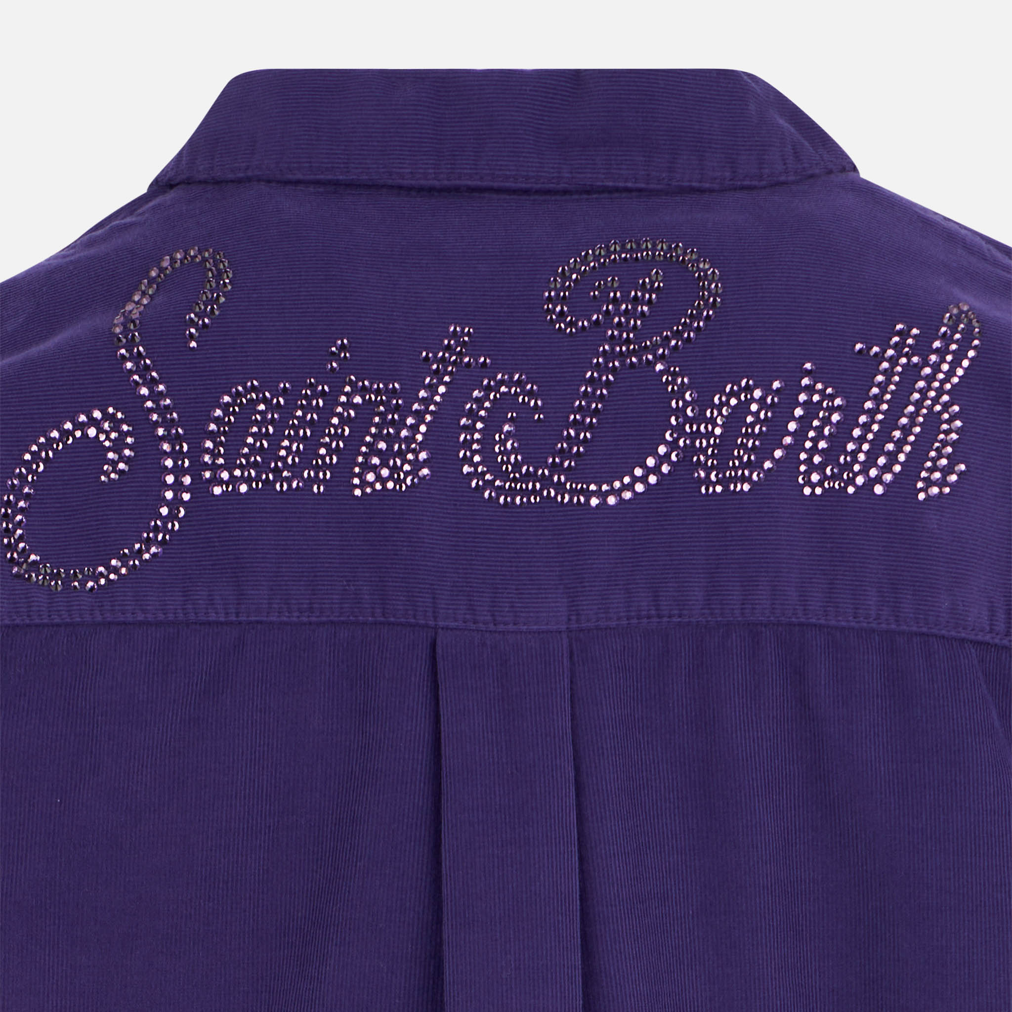Girl Velvet Overshirt With Saint Barth Rhinestones Print Pink Shirt