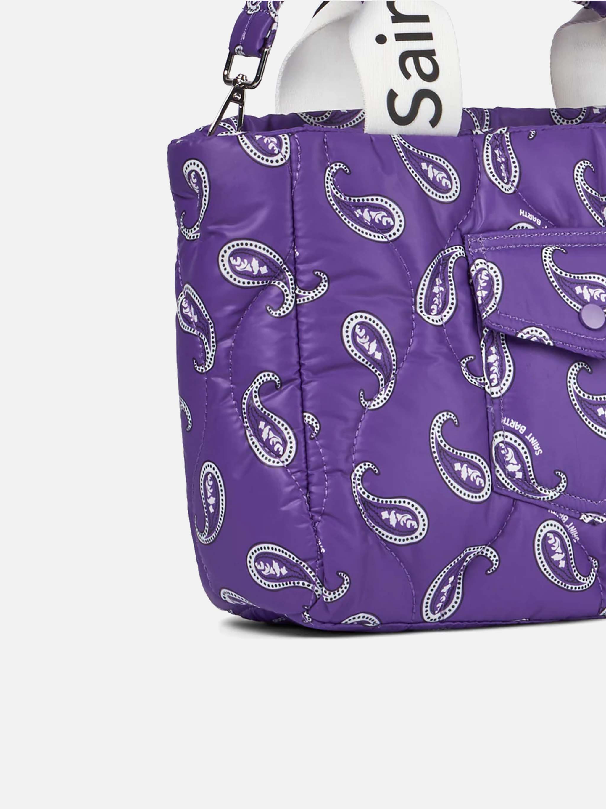 Puffer Handbag With Paisley Print Pink Bag