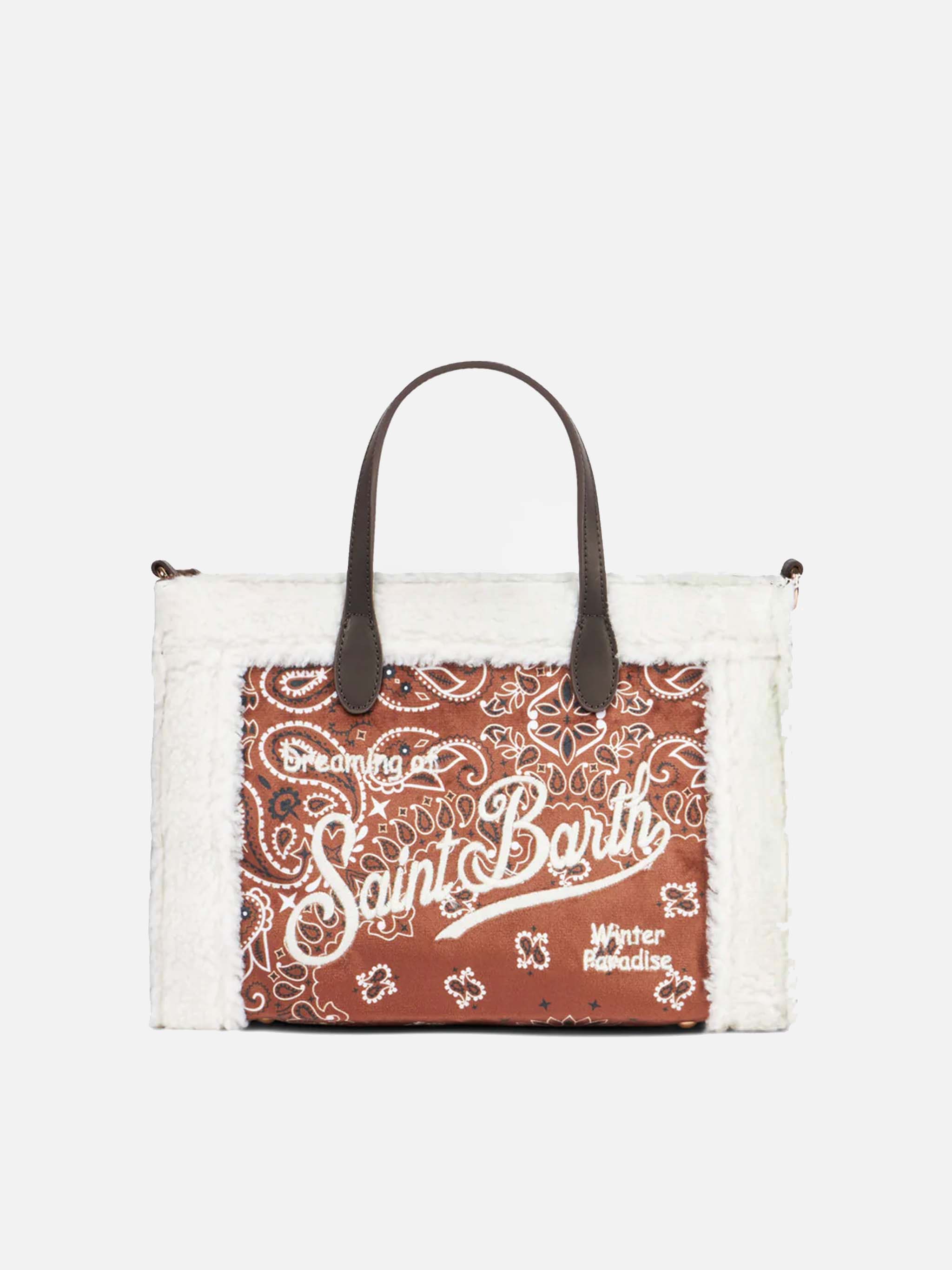 Vivian Handbag With Bandanna Print And Sherpa Details Brown Bag